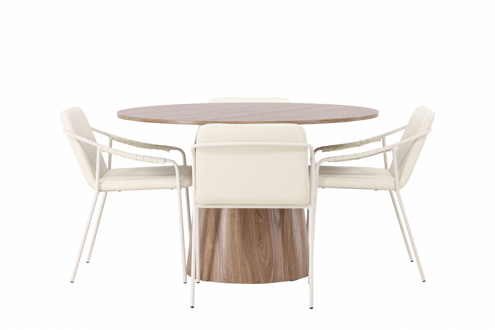 Venture Home Lanzo spisebord φ120 - Natural / Natural MDF +Tvist Spisebordsstol - Beige / Beige PU _4