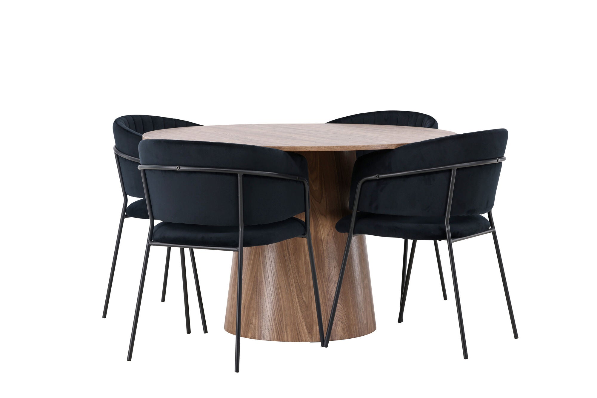 Venture Home Lanzo spisebord φ120 - Natural / Natural MDF +Selma Spisebordsstol - Black / Black Velvet _4