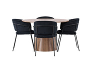 Venture Home Lanzo spisebord φ120 - Natural / Natural MDF +Selma Spisebordsstol - Black / Black Velvet _4