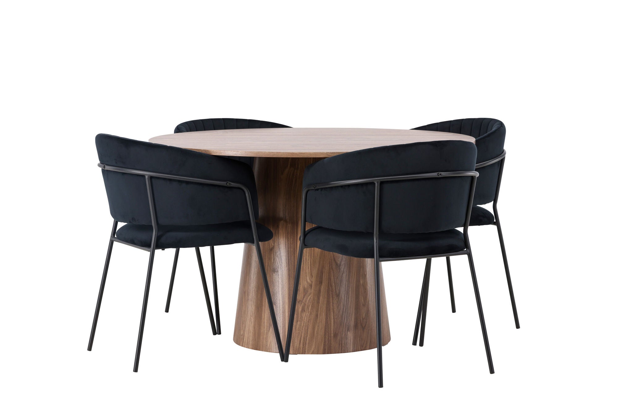 Venture Home Lanzo spisebord φ120 - Natural / Natural MDF +Selma Spisebordsstol - Black / Black Velvet _4