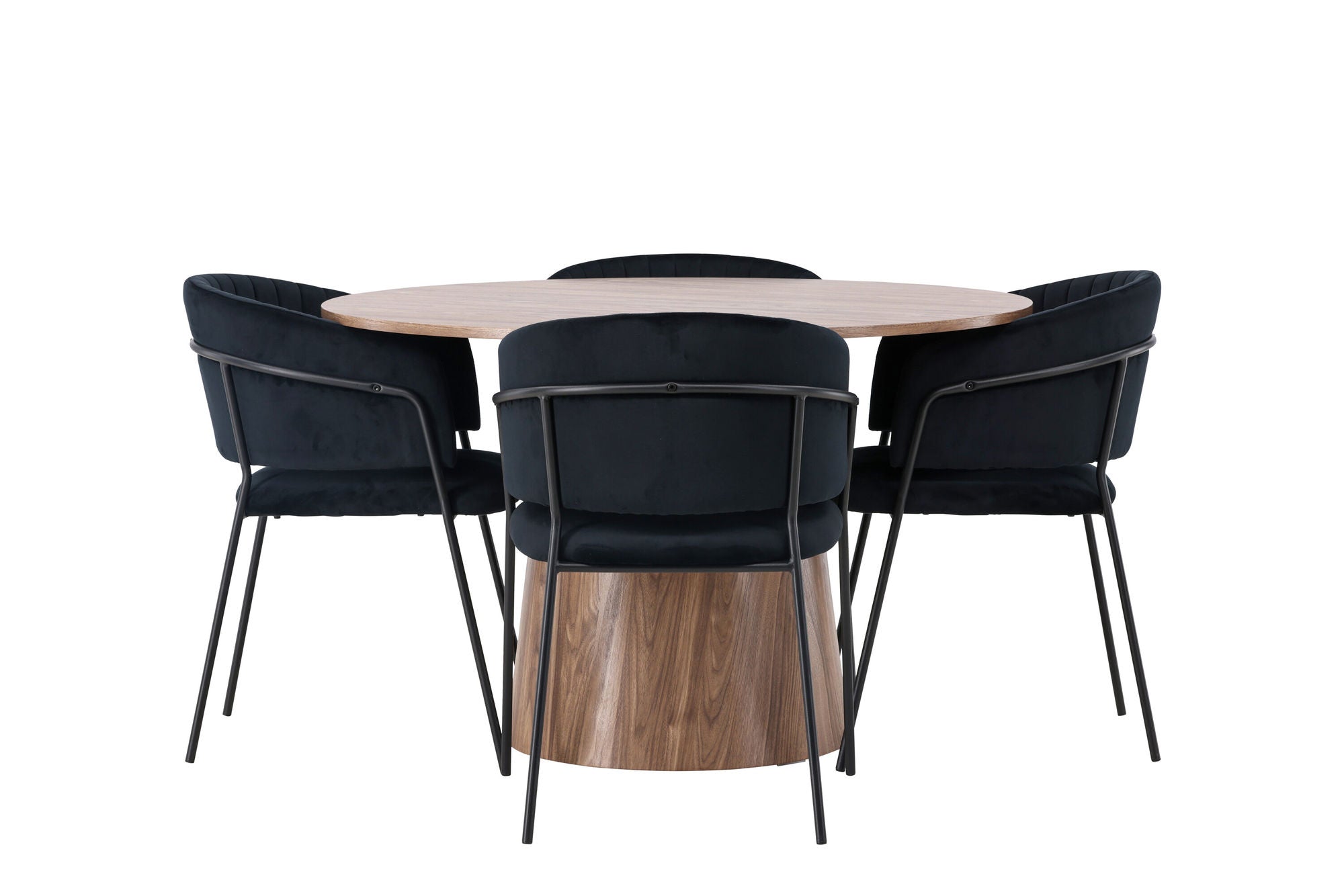 Venture Home Lanzo spisebord φ120 - Natural / Natural MDF +Selma Spisebordsstol - Black / Black Velvet _4