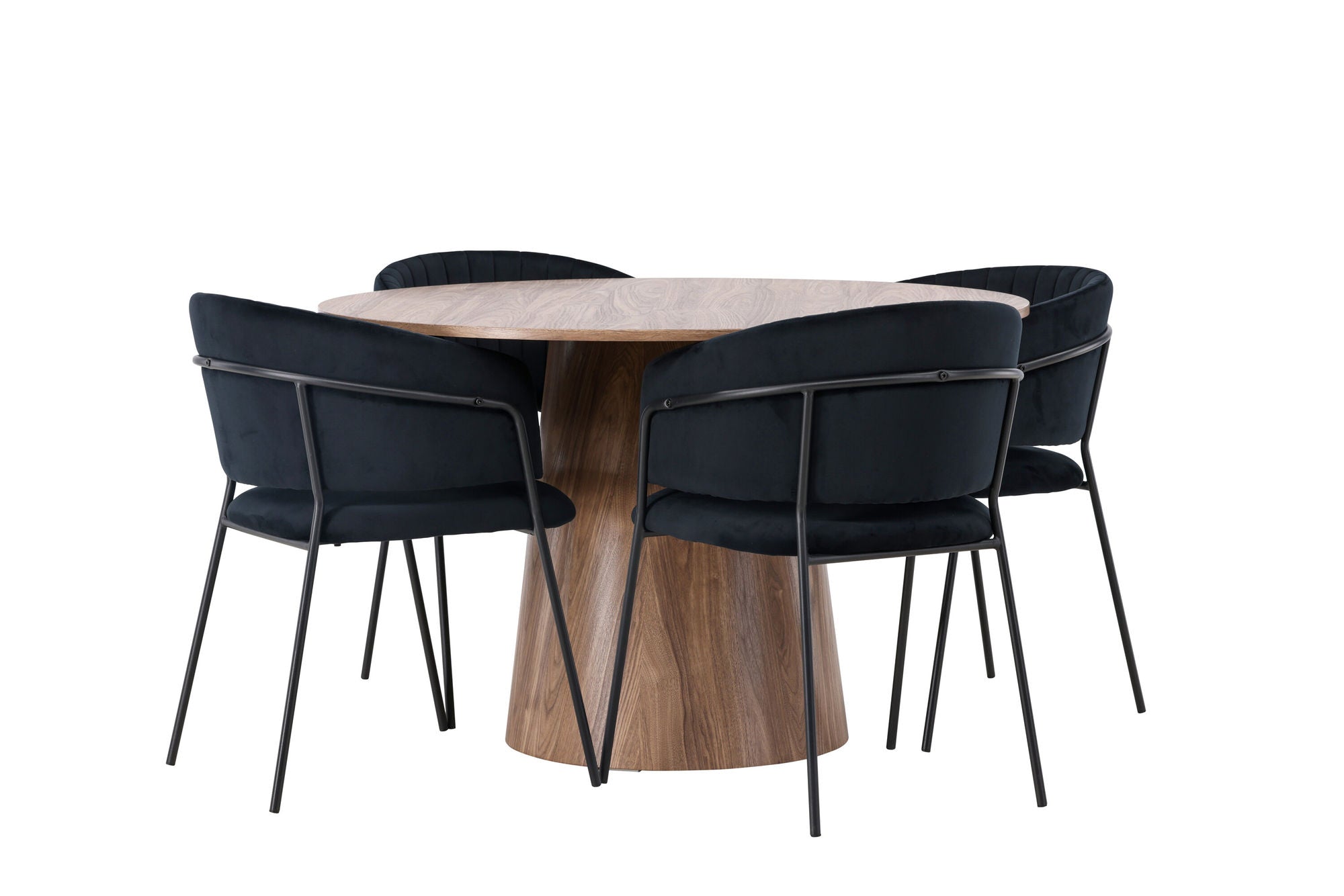 Venture Home Lanzo spisebord φ120 - Natural / Natural MDF +Selma Spisebordsstol - Black / Black Velvet _4
