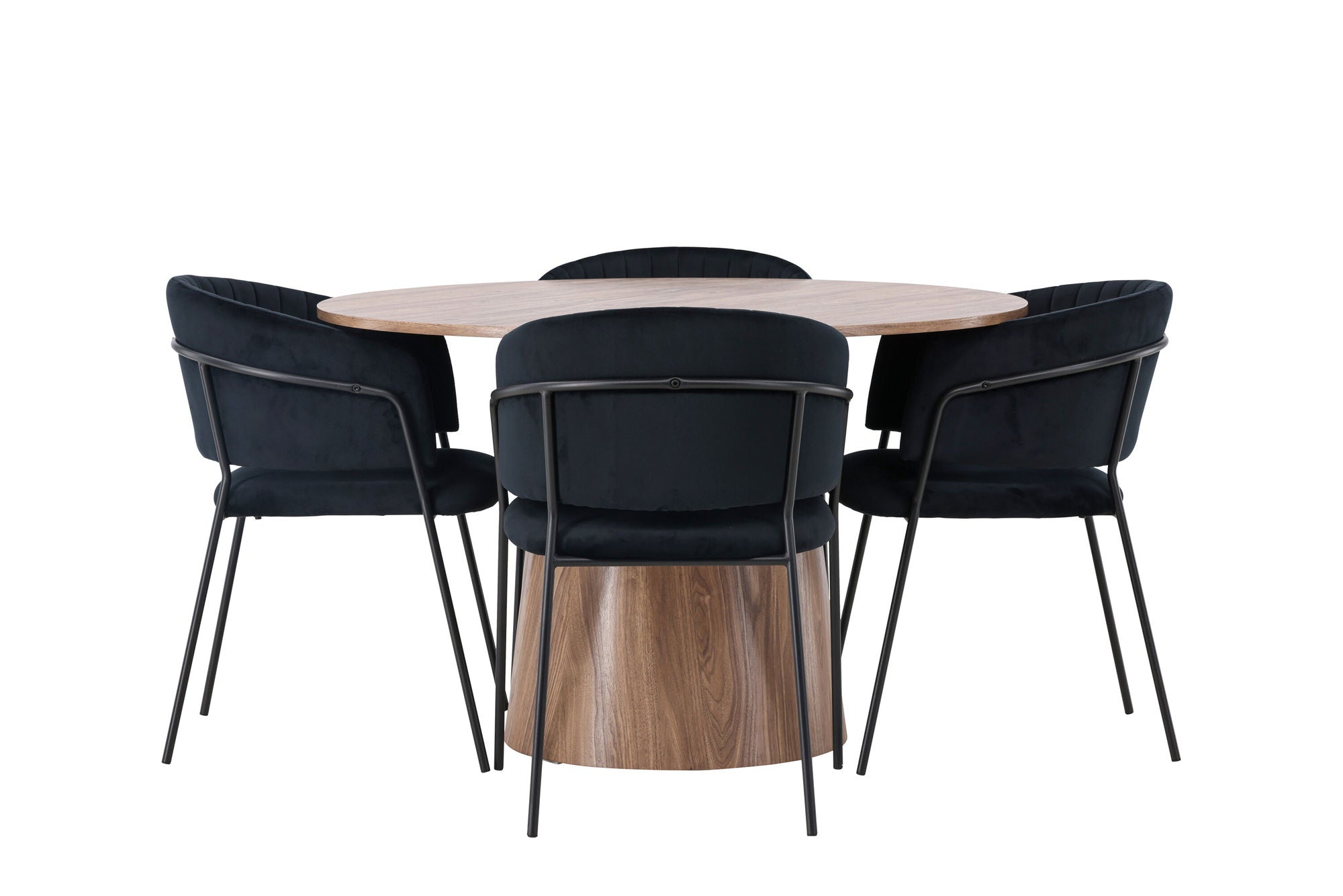 Venture Home Lanzo spisebord φ120 - Natural / Natural MDF +Selma Spisebordsstol - Black / Black Velvet _4