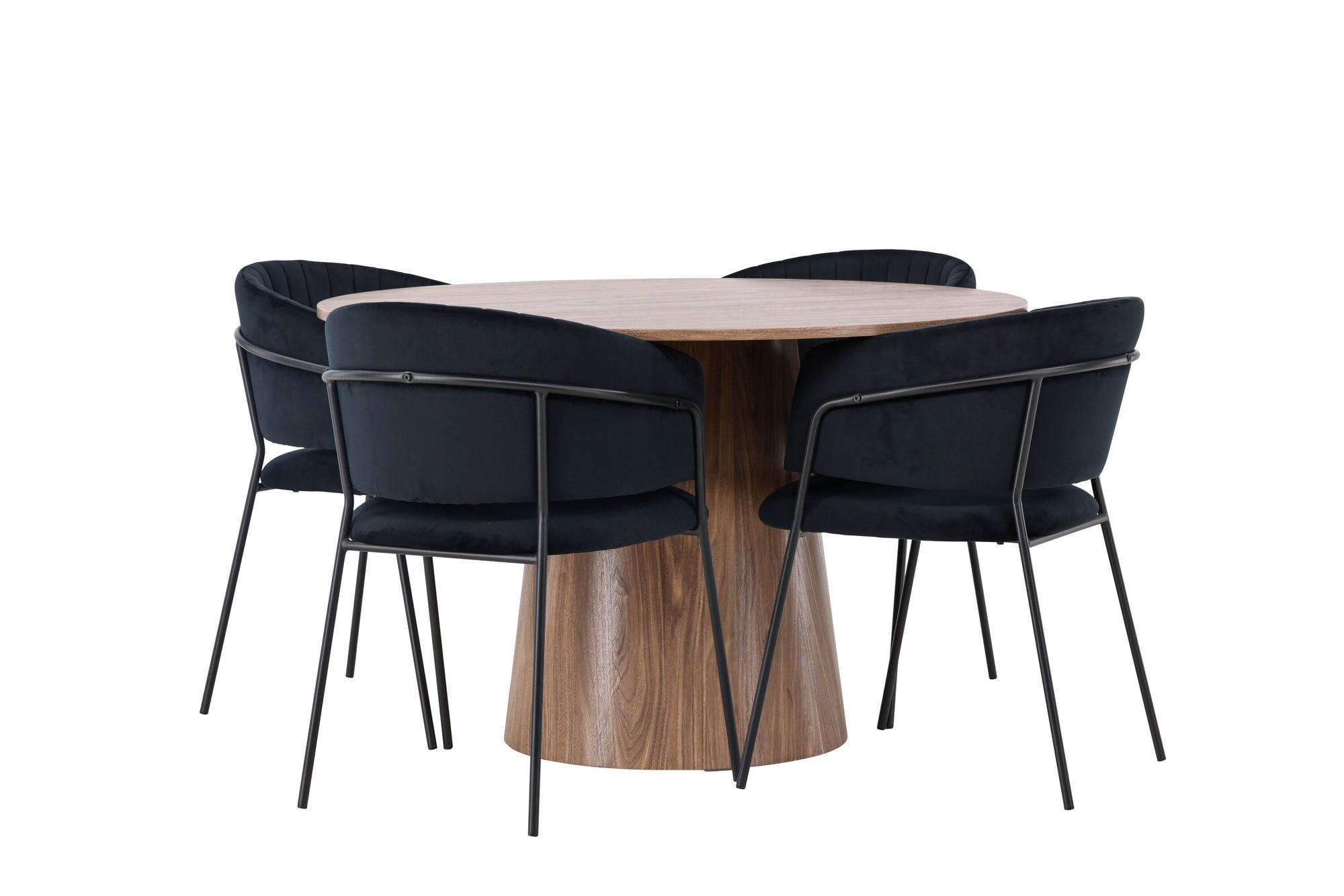 Venture Home Lanzo spisebord φ120 - Natural / Natural MDF +Selma Spisebordsstol - Black / Black Velvet _4