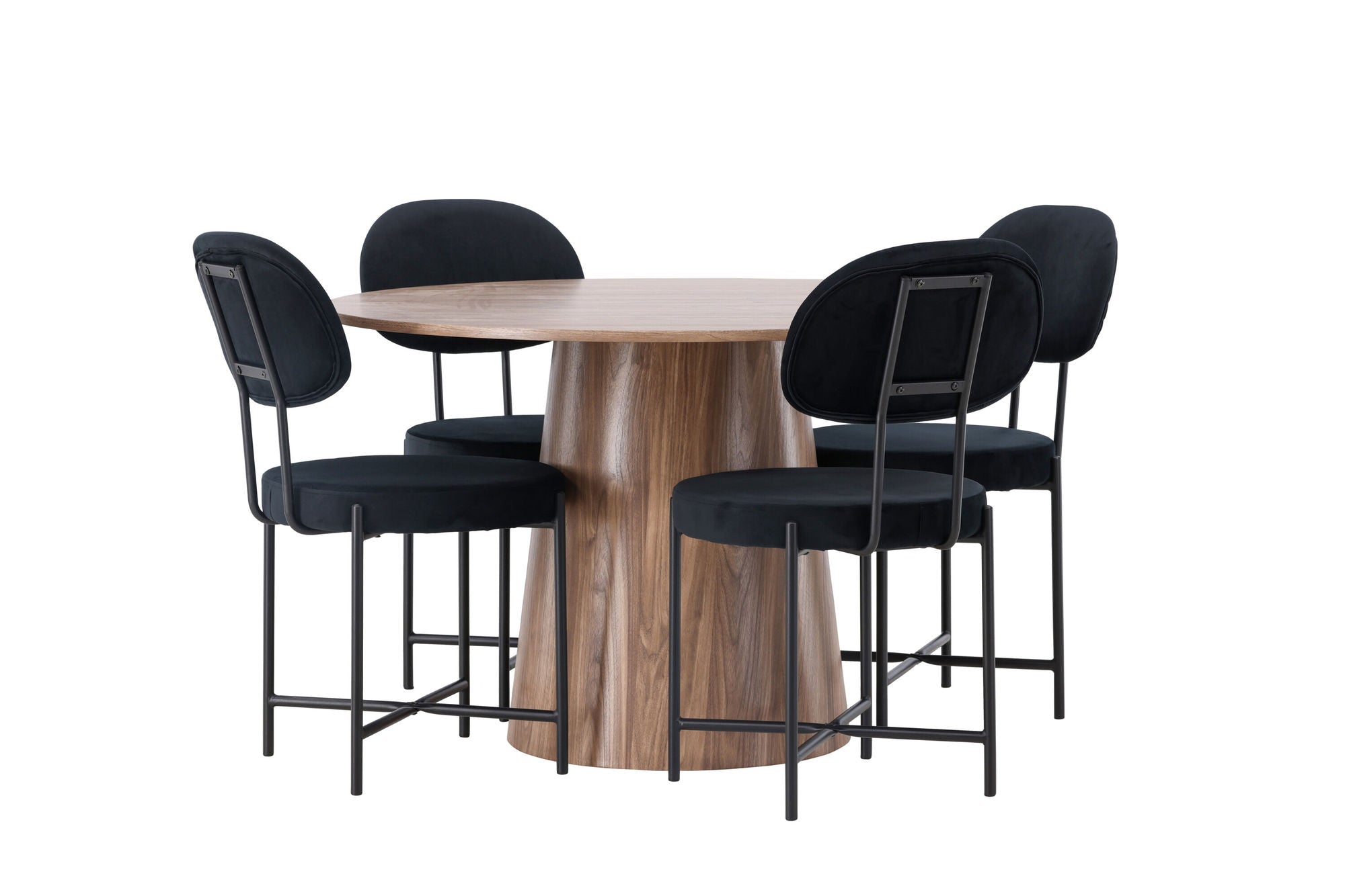 Venture Home Lanzo spisebord φ120 - Natural / Natural MDF +Stella Spisebordsstol - Black / Black Velvet _4