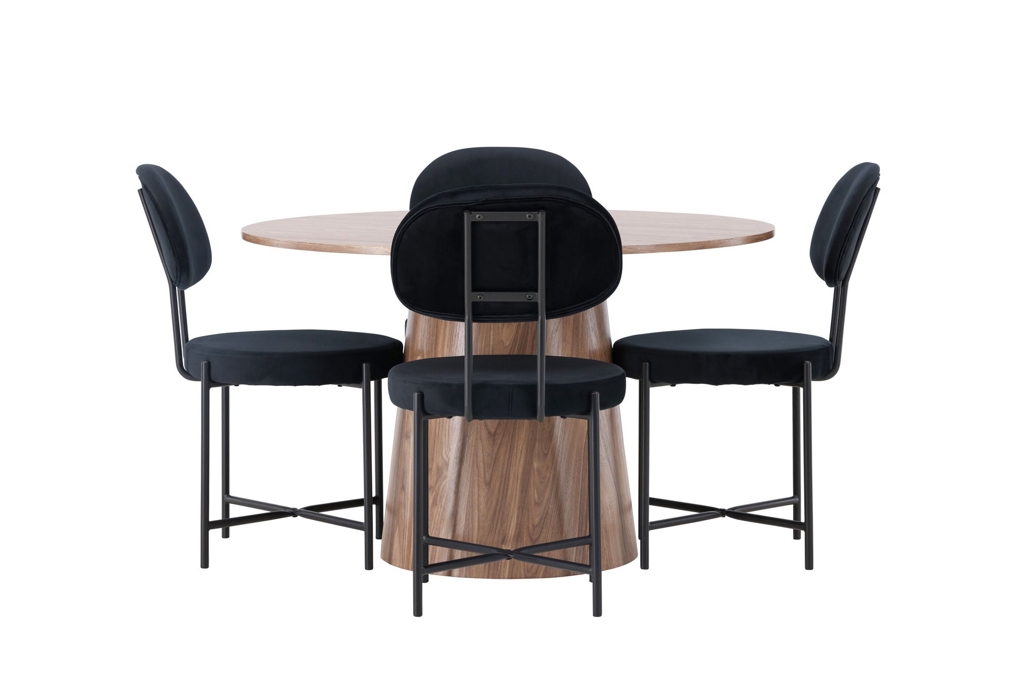 Venture Home Lanzo spisebord φ120 - Natural / Natural MDF +Stella Spisebordsstol - Black / Black Velvet _4