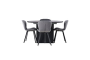 Venture Home Matilda spisebord φ130 - Black / Black MDF with veneer +Lilja Spisebordsstol - Black / Dark grey Fabric _4