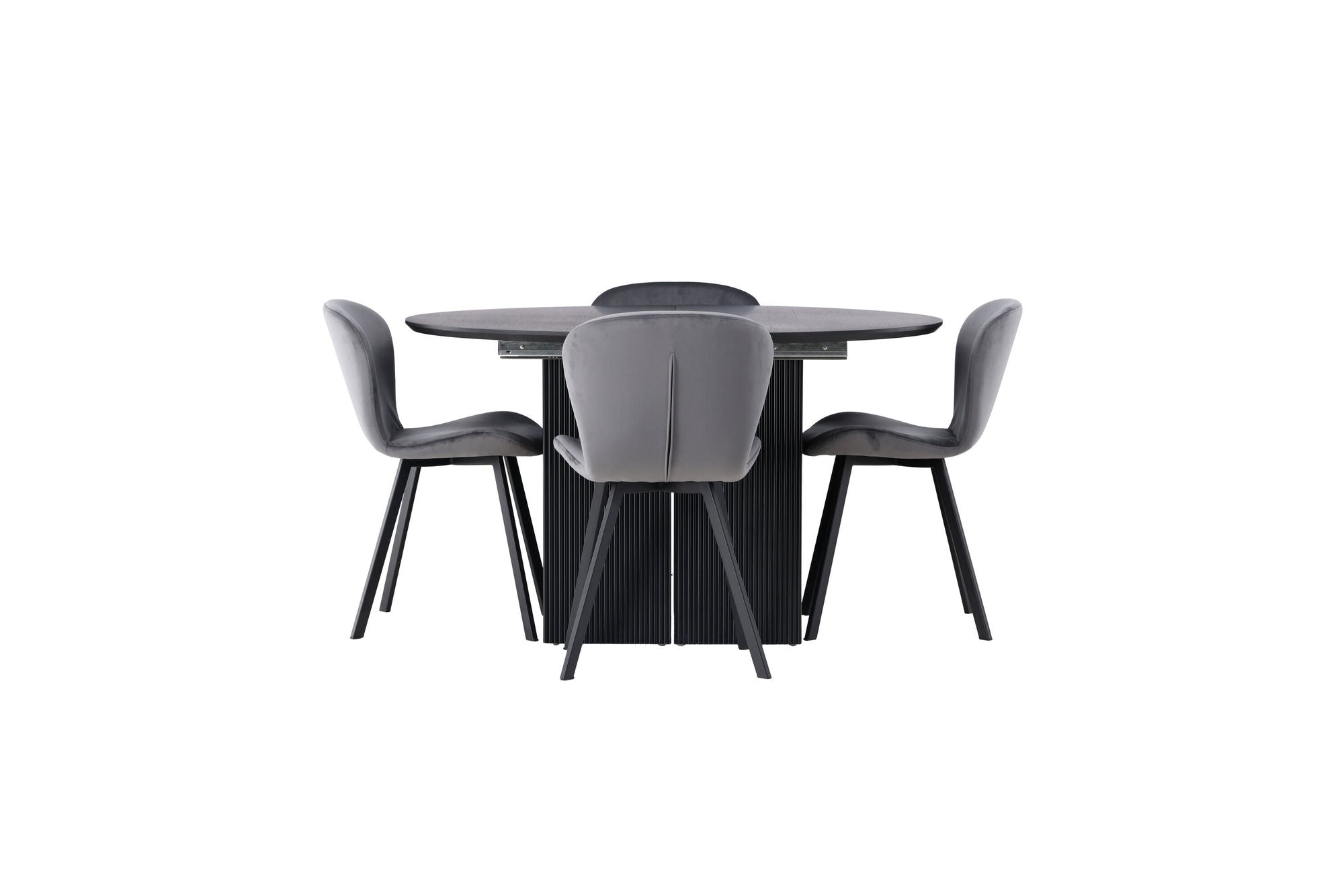 Venture Home Matilda spisebord φ130 - Black / Black MDF with veneer +Lilja Spisebordsstol - Black / Dark grey Fabric _4