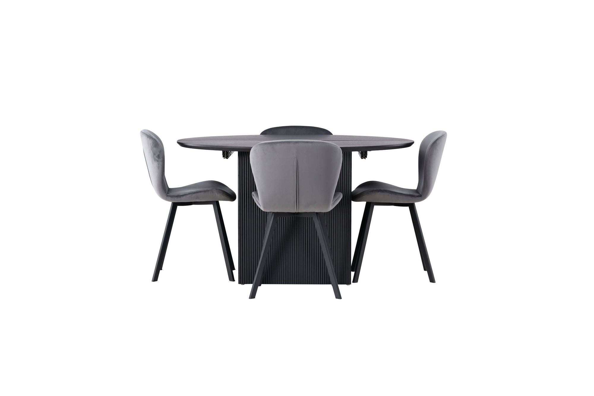 Venture Home Matilda spisebord φ130 - Black / Black MDF with veneer +Lilja Spisebordsstol - Black / Dark grey Fabric _4