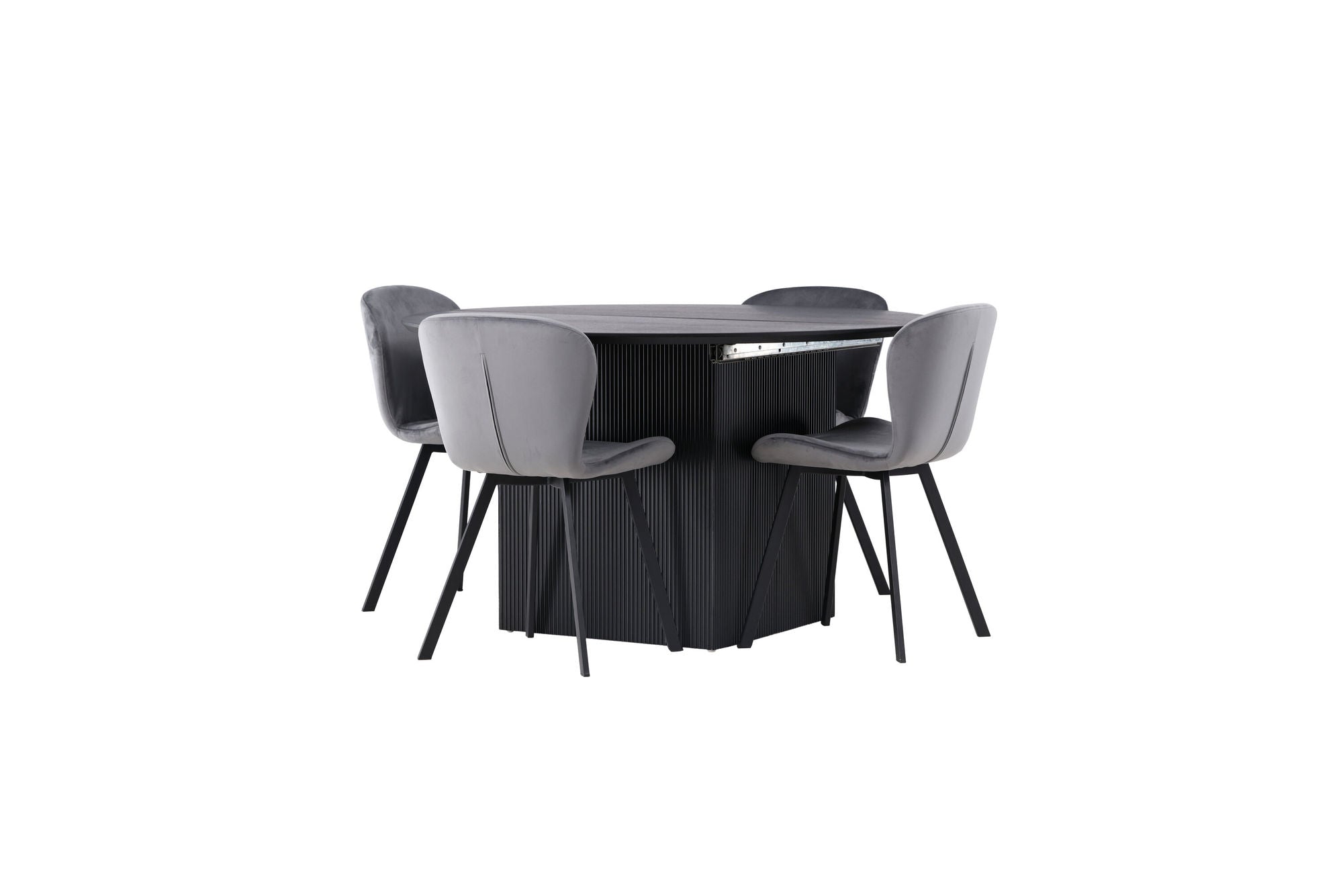Venture Home Matilda spisebord φ130 - Black / Black MDF with veneer +Lilja Spisebordsstol - Black / Dark grey Fabric _4