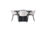 Venture Home Matilda spisebord φ130 - Black / Black MDF with veneer +Evelina Spisebordsstol - Black / Light grey Velvet _4