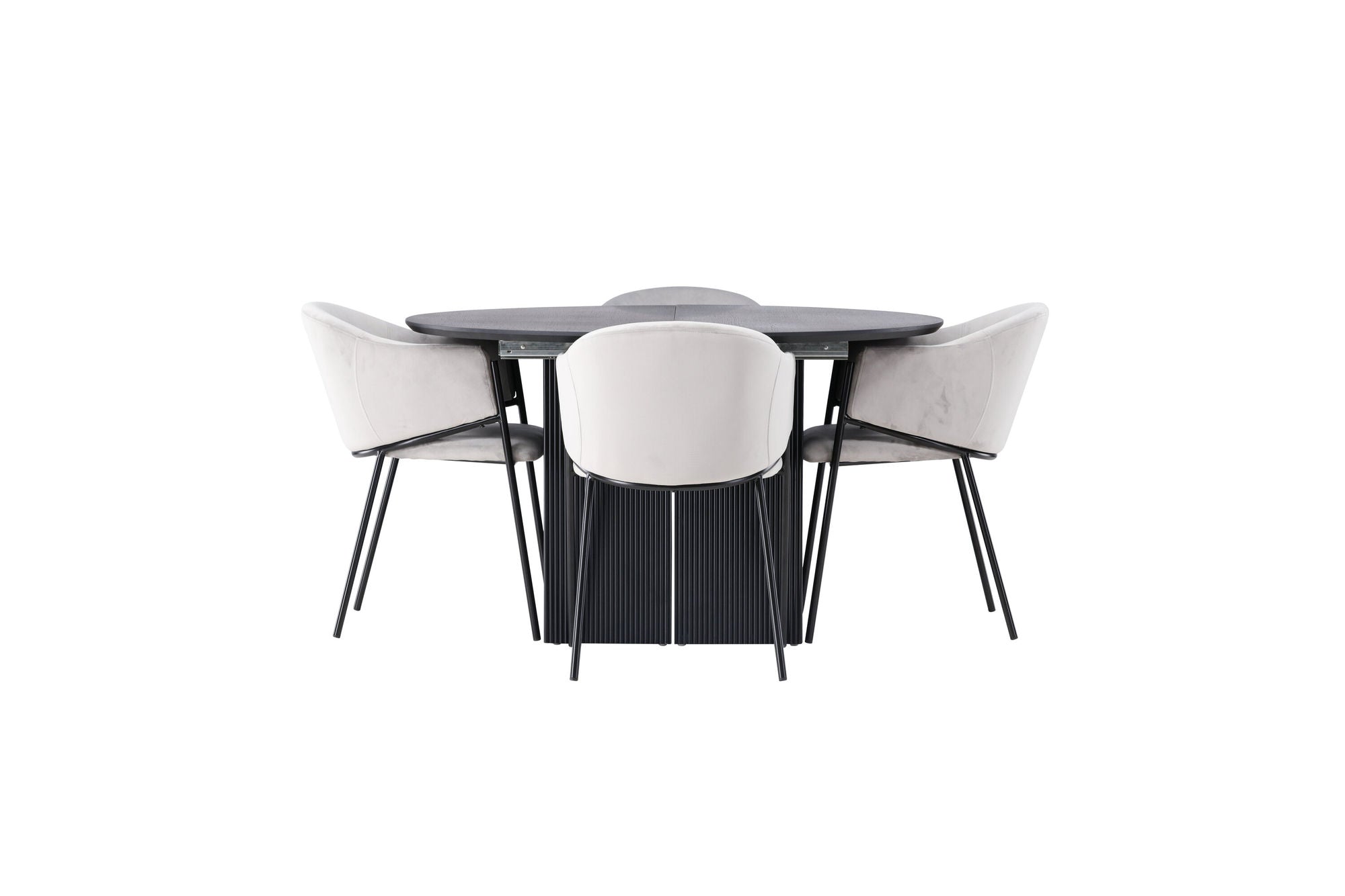 Venture Home Matilda spisebord φ130 - Black / Black MDF with veneer +Evelina Spisebordsstol - Black / Light grey Velvet _4