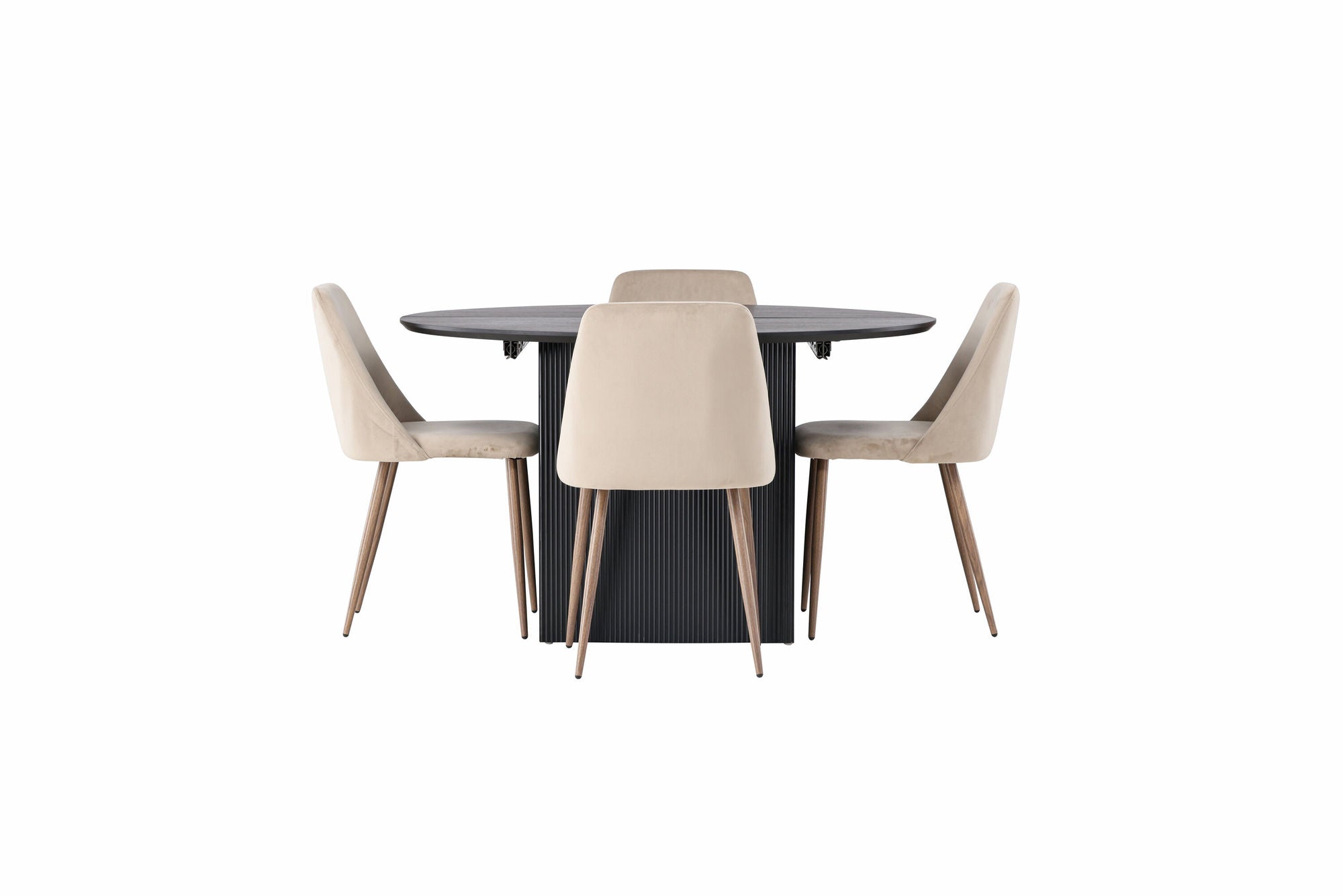 Venture Home Matilda spisebord φ130 - Black / Black MDF with veneer +Night Spisebordsstol - Dark walnut / Mocca / Brown Fabric _4