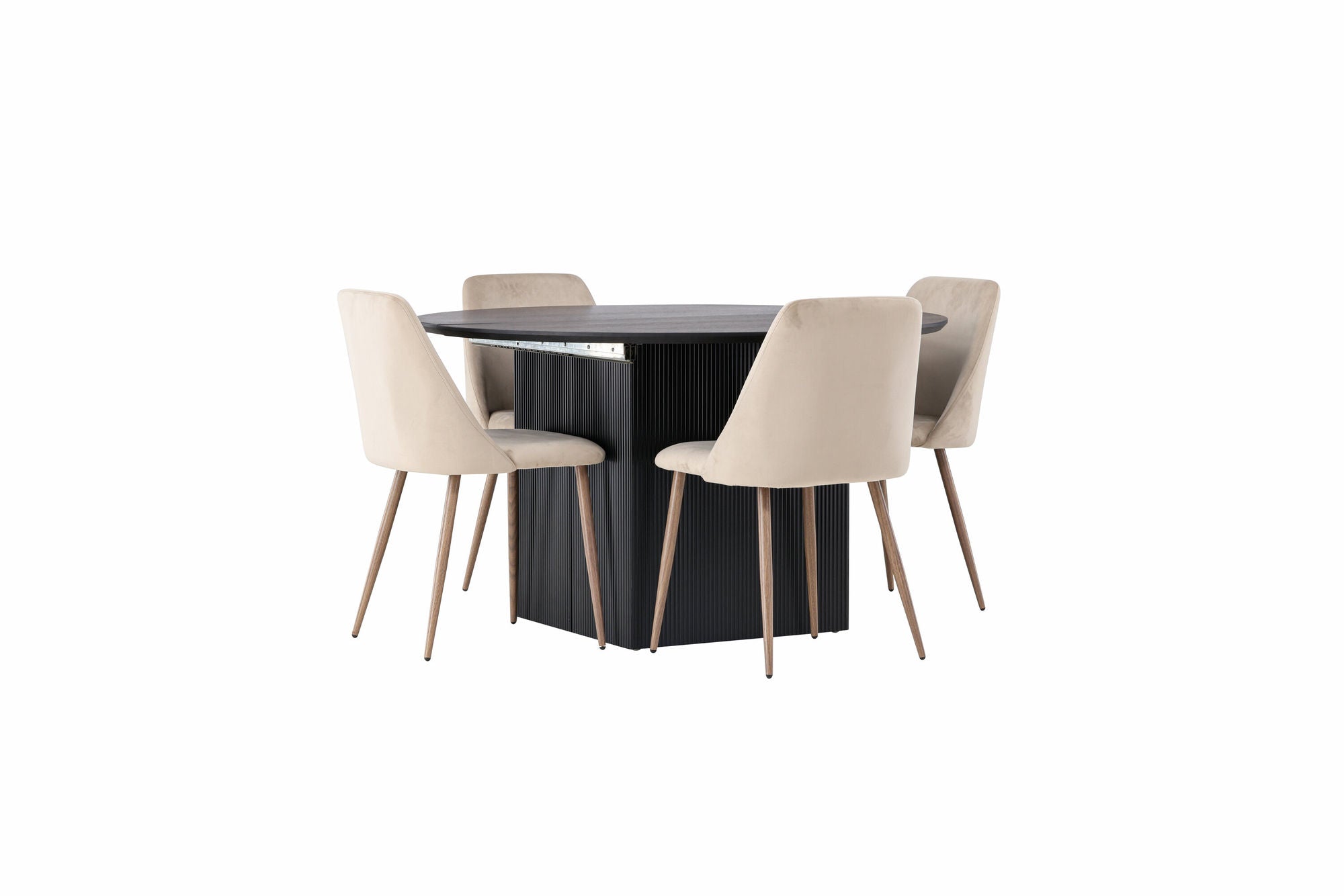 Venture Home Matilda spisebord φ130 - Black / Black MDF with veneer +Night Spisebordsstol - Dark walnut / Mocca / Brown Fabric _4