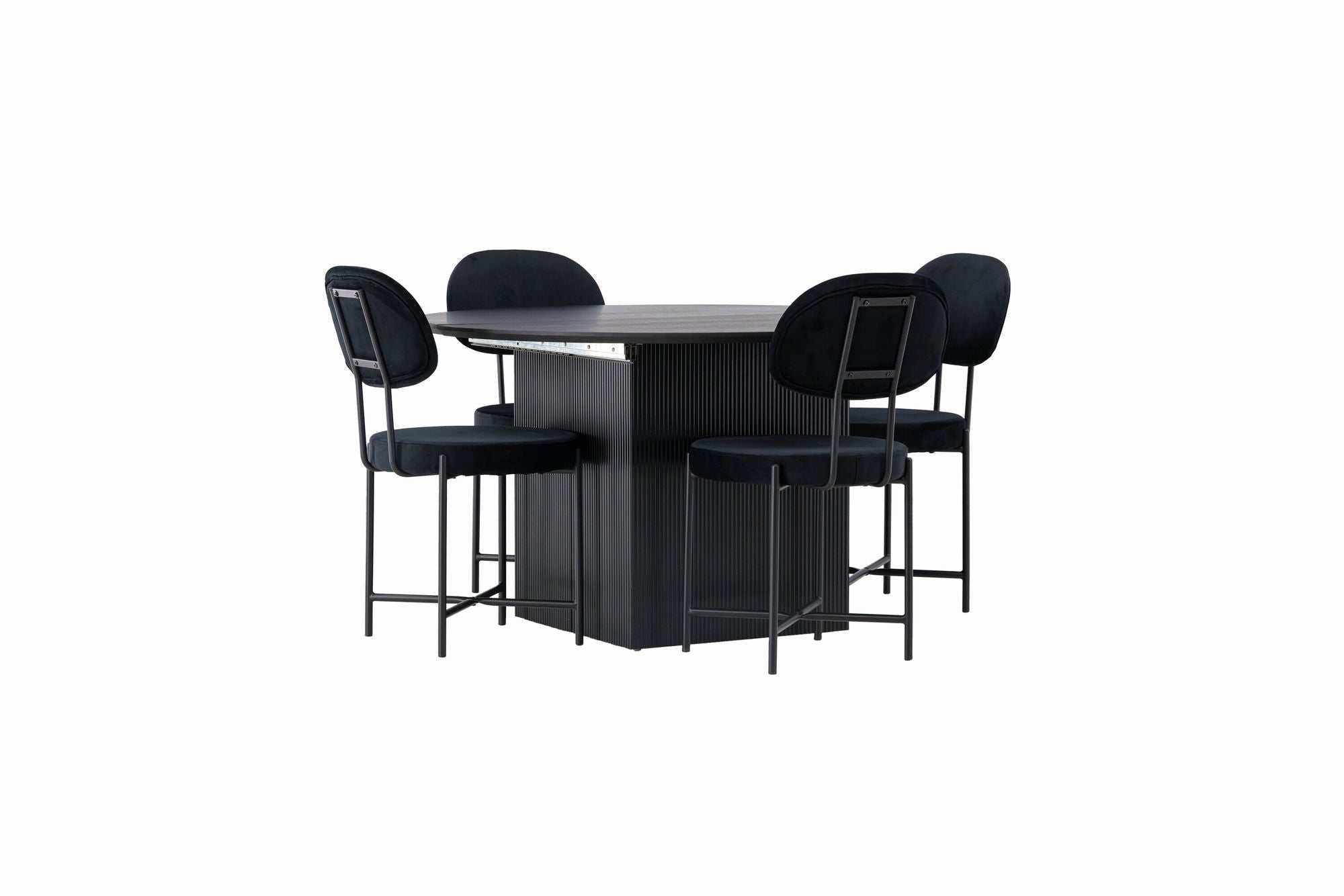 Venture Home Matilda spisebord φ130 - Black / Black MDF with veneer +Stella Spisebordsstol - Black / Black Velvet _4