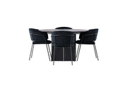 Venture Home Matilda spisebord φ130 - Black / Black MDF with veneer +Selma Spisebordsstol - Black / Black Velvet _4