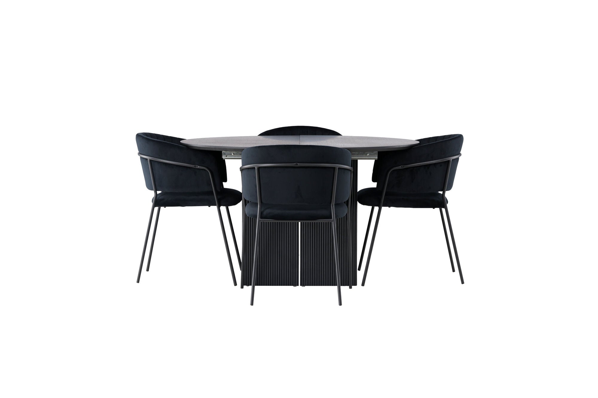 Venture Home Matilda spisebord φ130 - Black / Black MDF with veneer +Selma Spisebordsstol - Black / Black Velvet _4