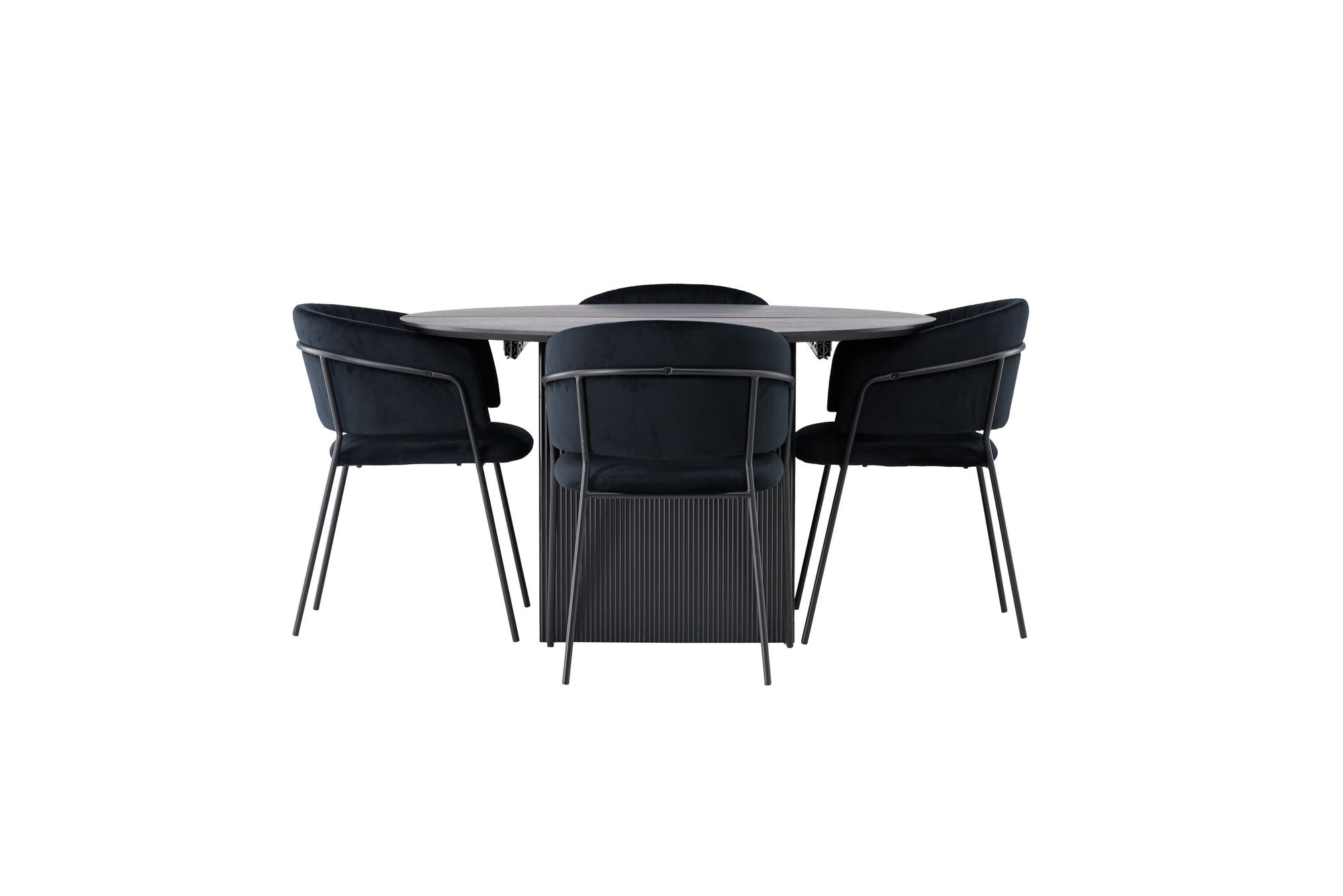 Venture Home Matilda spisebord φ130 - Black / Black MDF with veneer +Selma Spisebordsstol - Black / Black Velvet _4