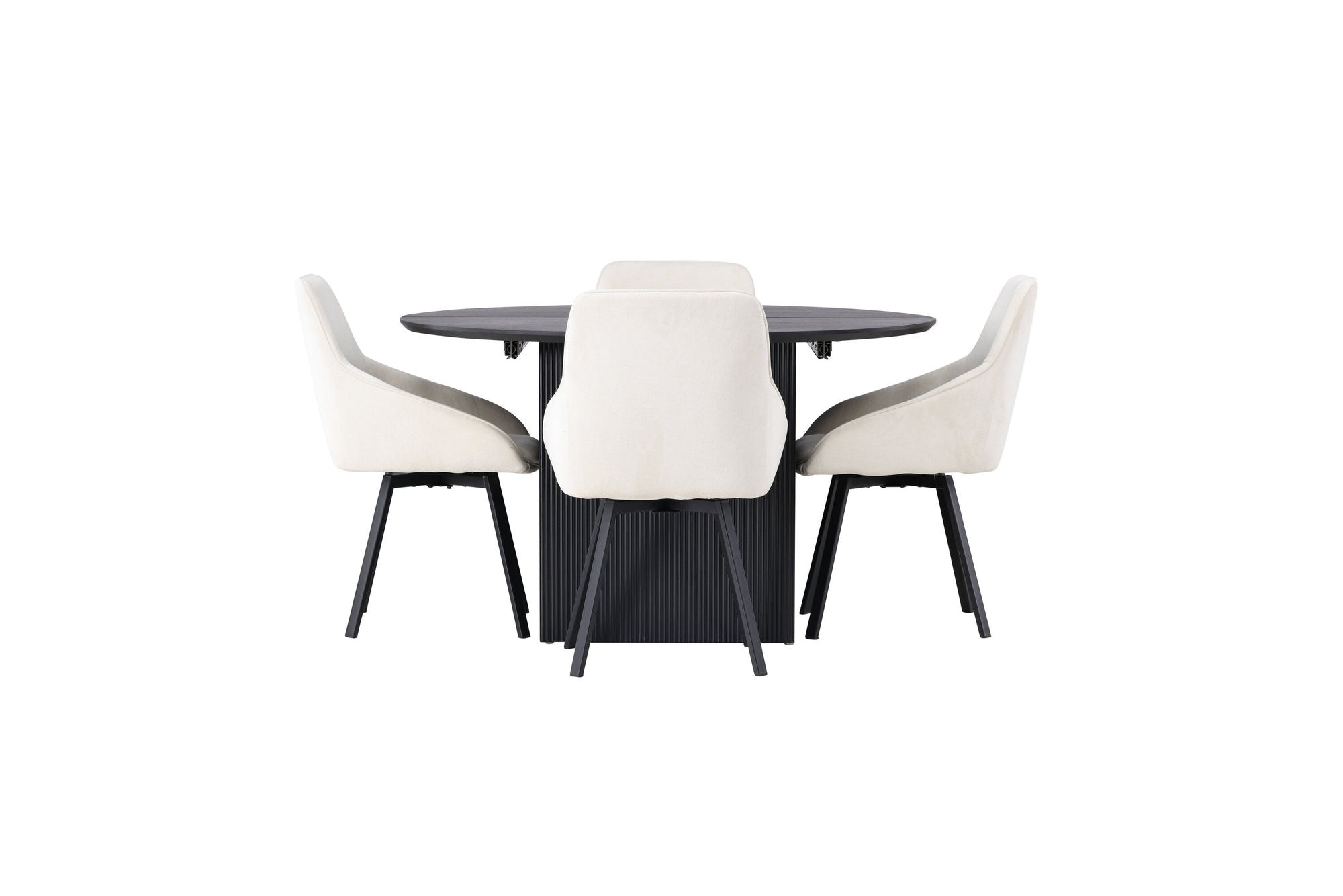 Venture Home Matilda spisebord φ130 - Black / Black MDF with veneer +Rosie Spisebordsstol - Black / Beige Fabric _4