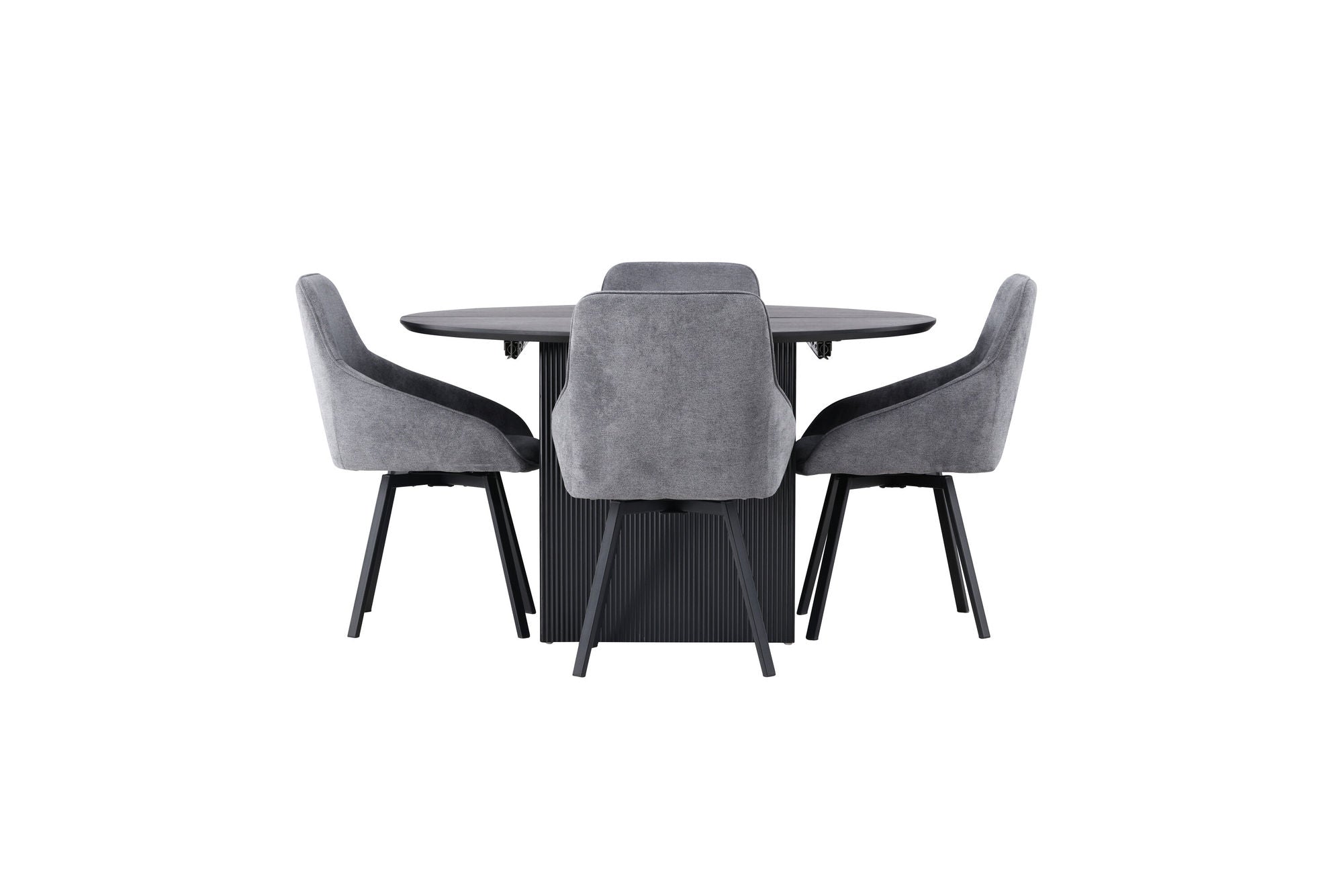 Venture Home Matilda spisebord φ130 - Black / Black MDF with veneer +Rosie Spisebordsstol - Black / Dark grey Fabric _4