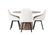 Venture Home Lanzo spisebord φ120 - Natural / Natural MDF +Rosie Spisebordsstol - Black / Beige Fabric _4