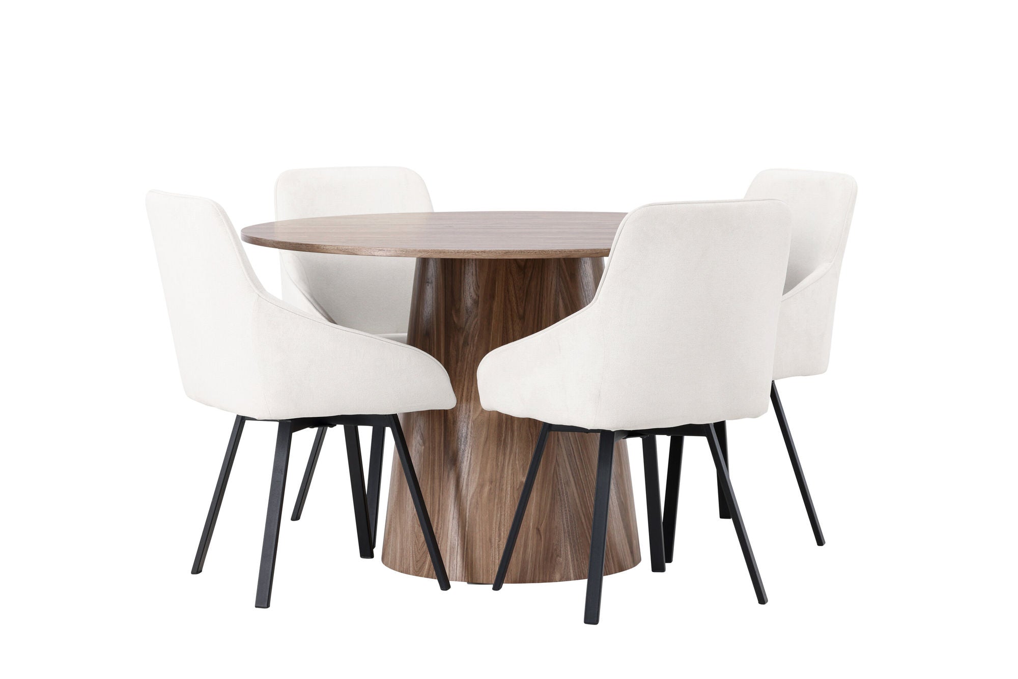 Venture Home Lanzo spisebord φ120 - Natural / Natural MDF +Rosie Spisebordsstol - Black / Beige Fabric _4
