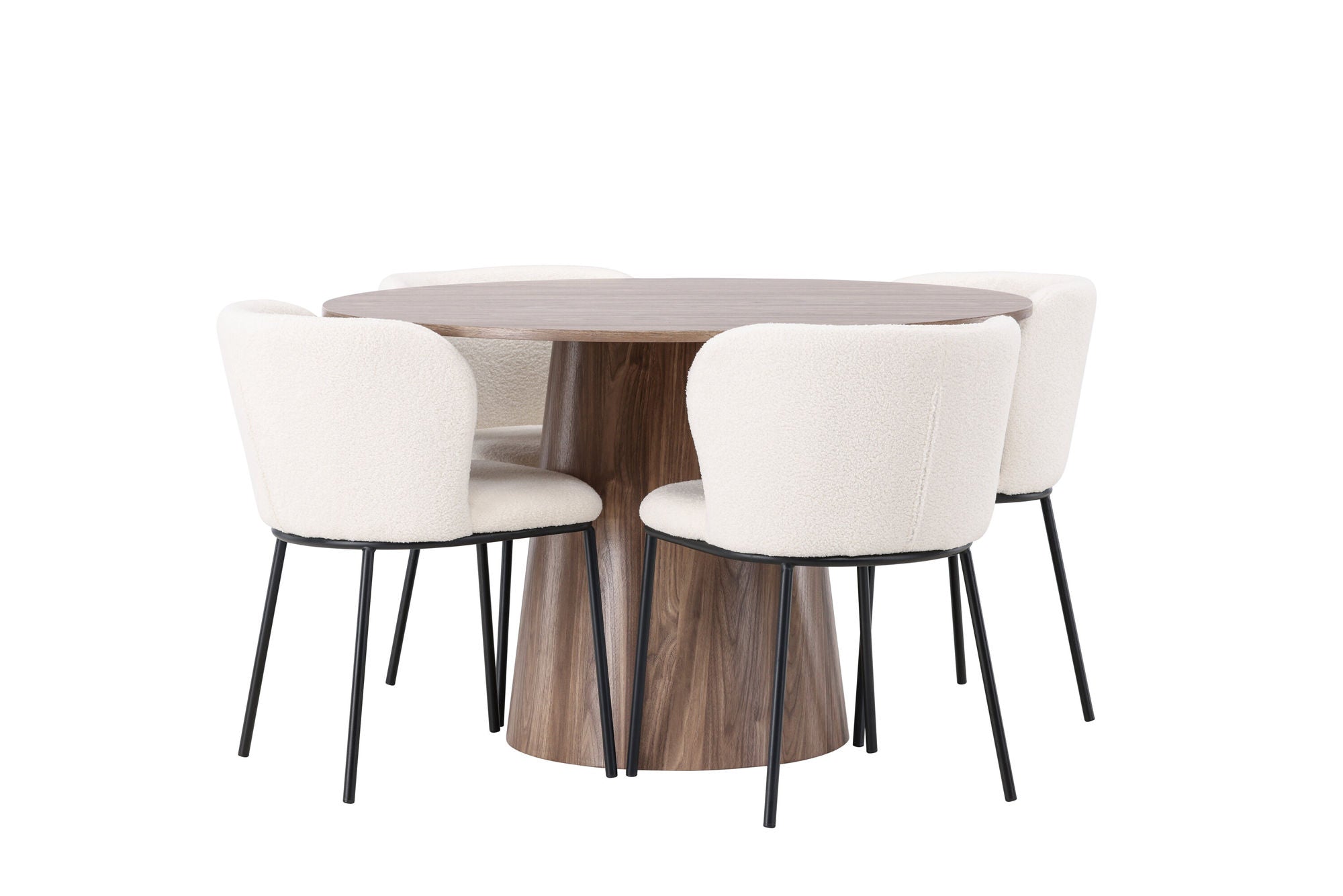 Venture Home Lanzo spisebord φ120 - Natural / Natural MDF +Edina Spisebordsstol - Black / White Boucle _4