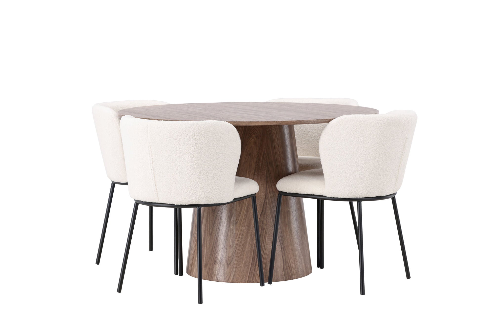Venture Home Lanzo spisebord φ120 - Natural / Natural MDF +Edina Spisebordsstol - Black / White Boucle _4