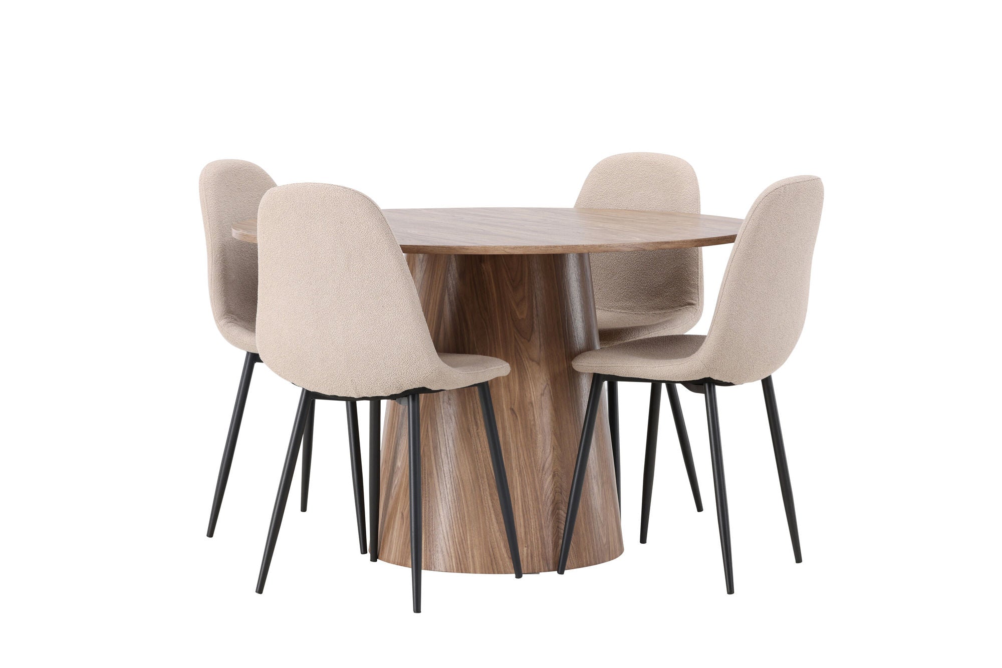 Venture Home Lanzo spisebord φ120 - Natural / Natural MDF +Polar Spisebordsstol - Black / Beige Boucle _4