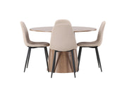 Venture Home Lanzo spisebord φ120 - Natural / Natural MDF +Polar Spisebordsstol - Black / Beige Boucle _4