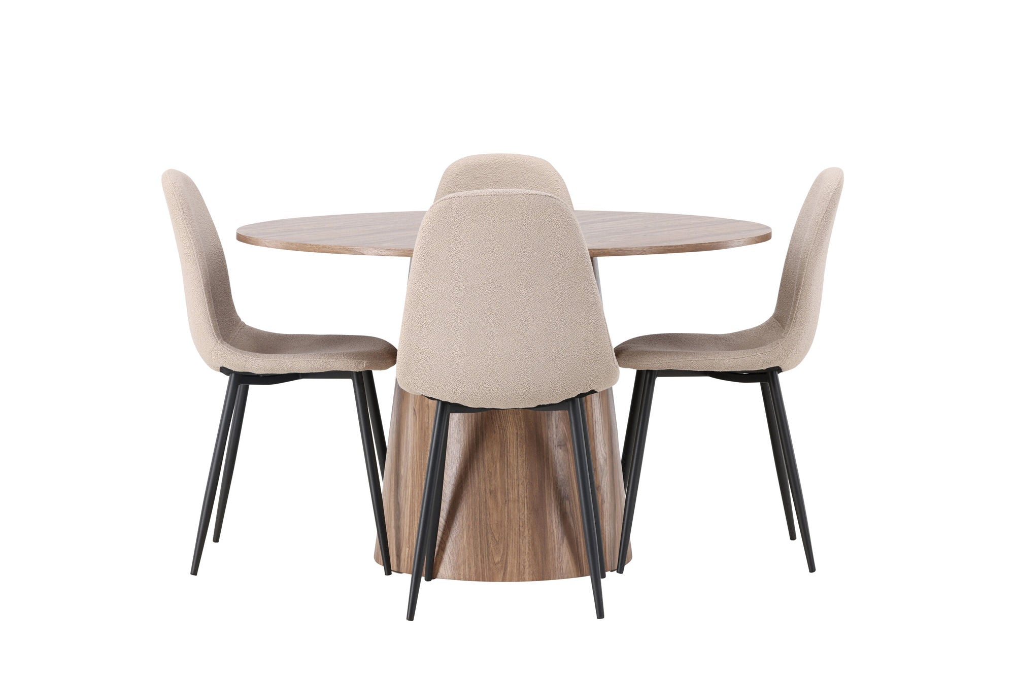 Venture Home Lanzo spisebord φ120 - Natural / Natural MDF +Polar Spisebordsstol - Black / Beige Boucle _4