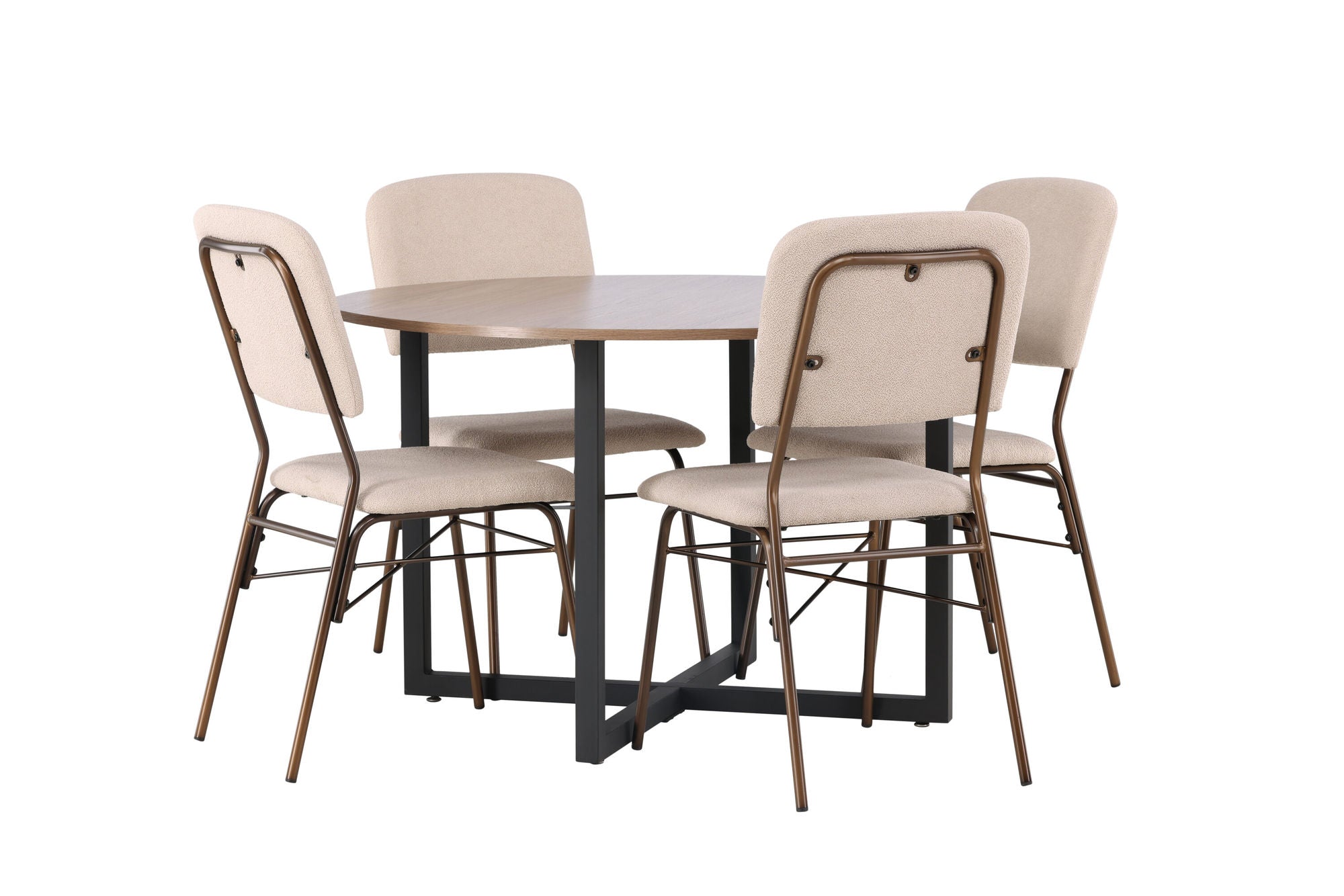 Venture Home Durango spisebord - Black / Walnut MDF +Seda Spisebordsstol - Matte brown / Beige Fabric _4