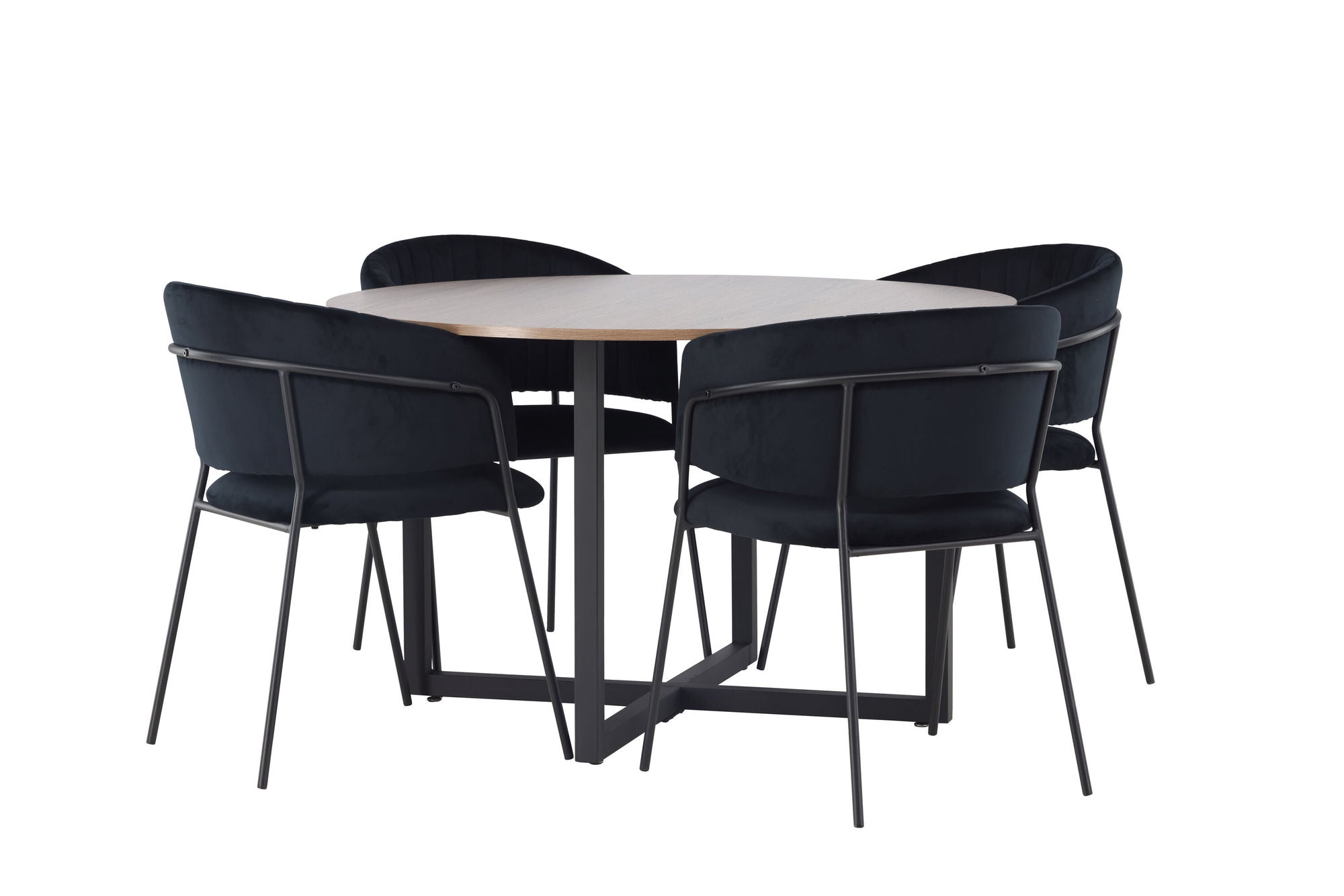 Venture Home Durango spisebord - Black / Walnut MDF +Selma Spisebordsstol - Black / Black Velvet _4