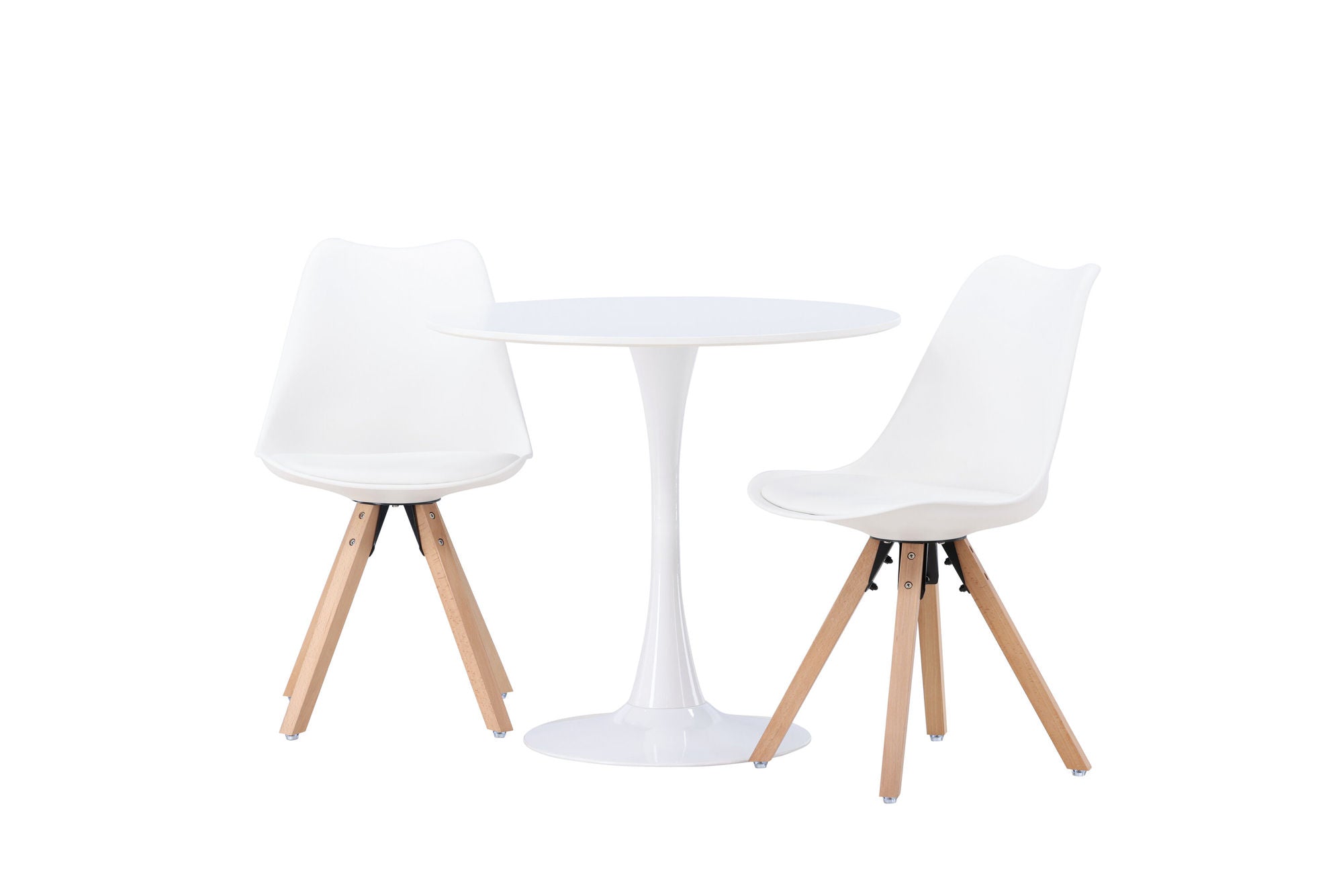 Venture Home Hamden spisebord - White MDF +Zeno Spisebordsstol - Nature woodlook / White PP _2