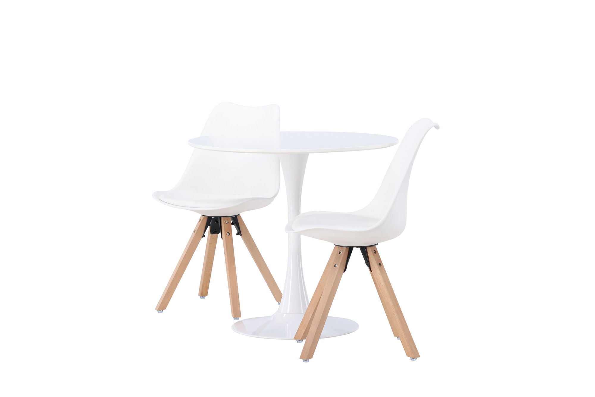 Venture Home Hamden spisebord - White MDF +Zeno Spisebordsstol - Nature woodlook / White PP _2