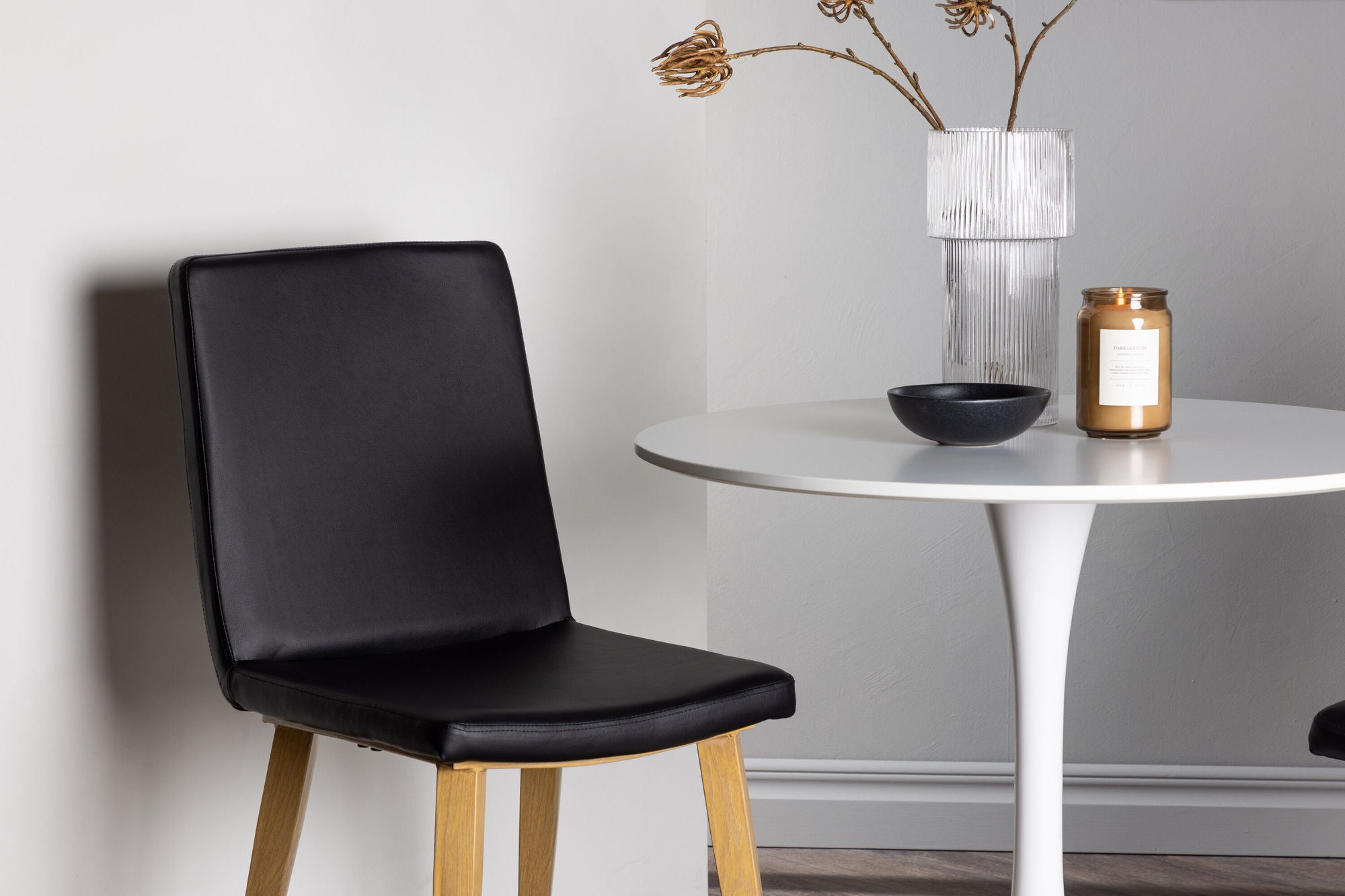 Venture Home Hamden spisebord - White MDF +Today Spisebordsstol - Nature / Black PU _2