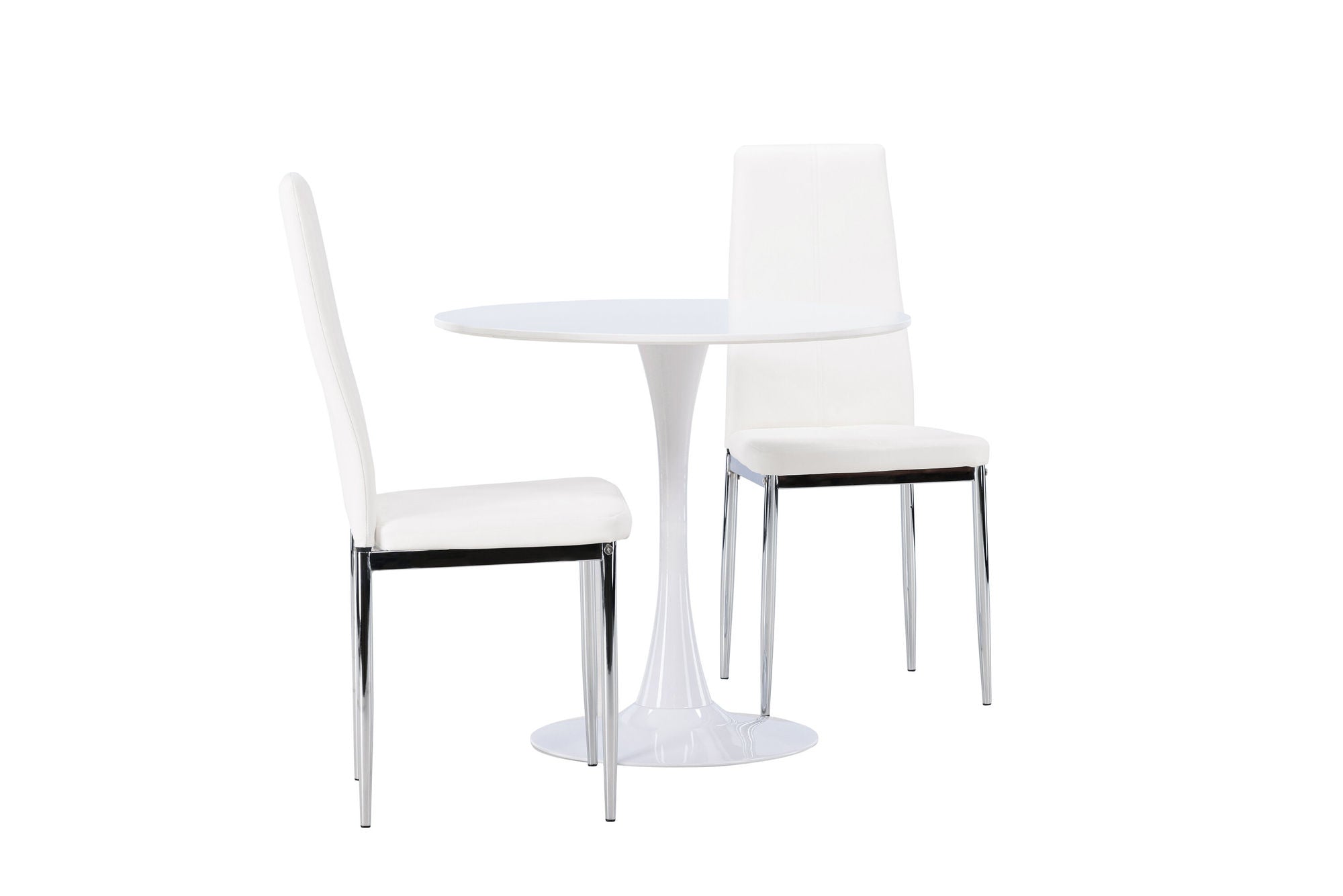 Venture Home Hamden spisebord - White MDF +Pastill Spisebordsstol - Silver / White PU _2