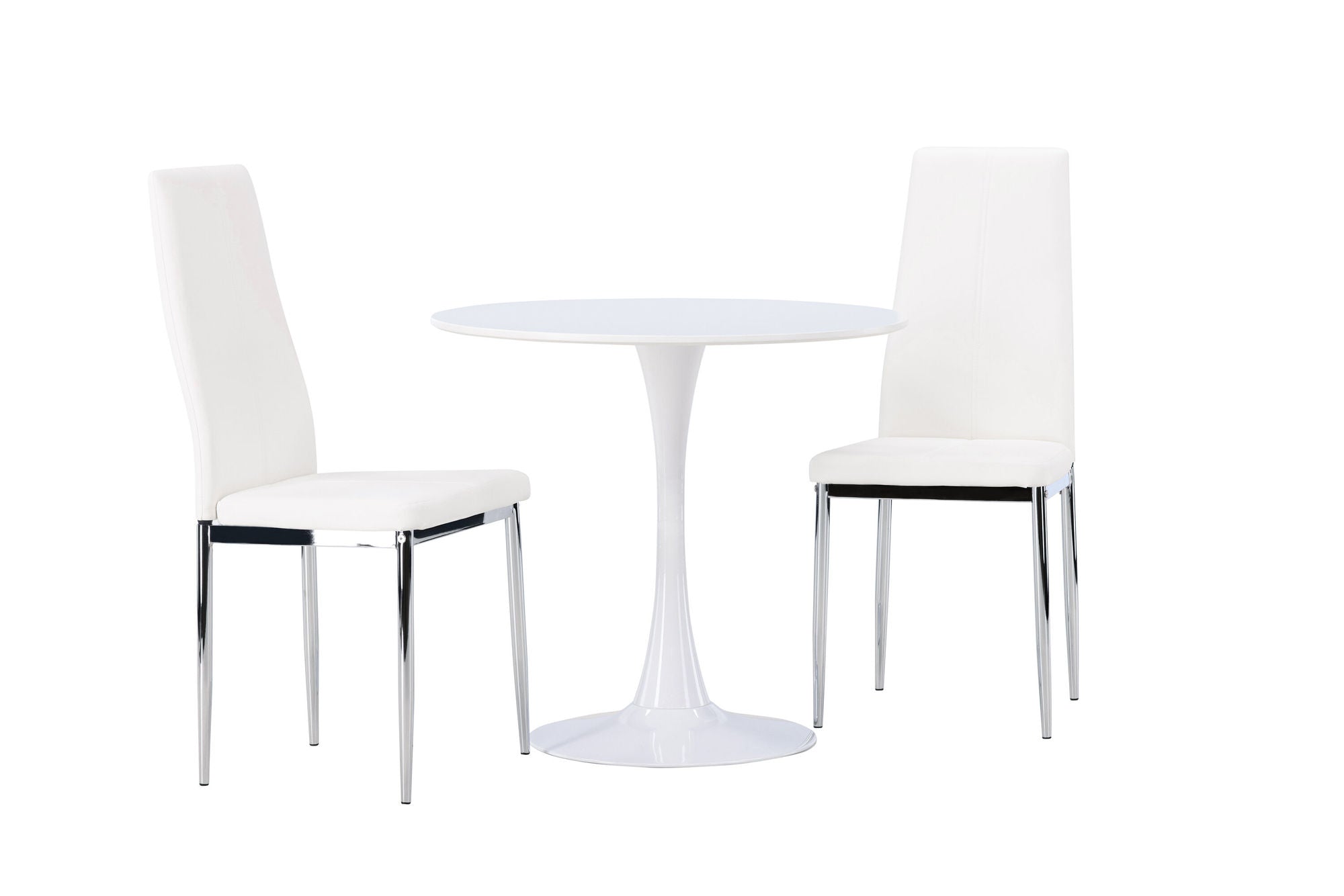 Venture Home Hamden spisebord - White MDF +Pastill Spisebordsstol - Silver / White PU _2