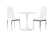 Venture Home Hamden spisebord - White MDF +Pastill Spisebordsstol - Silver / White PU _2