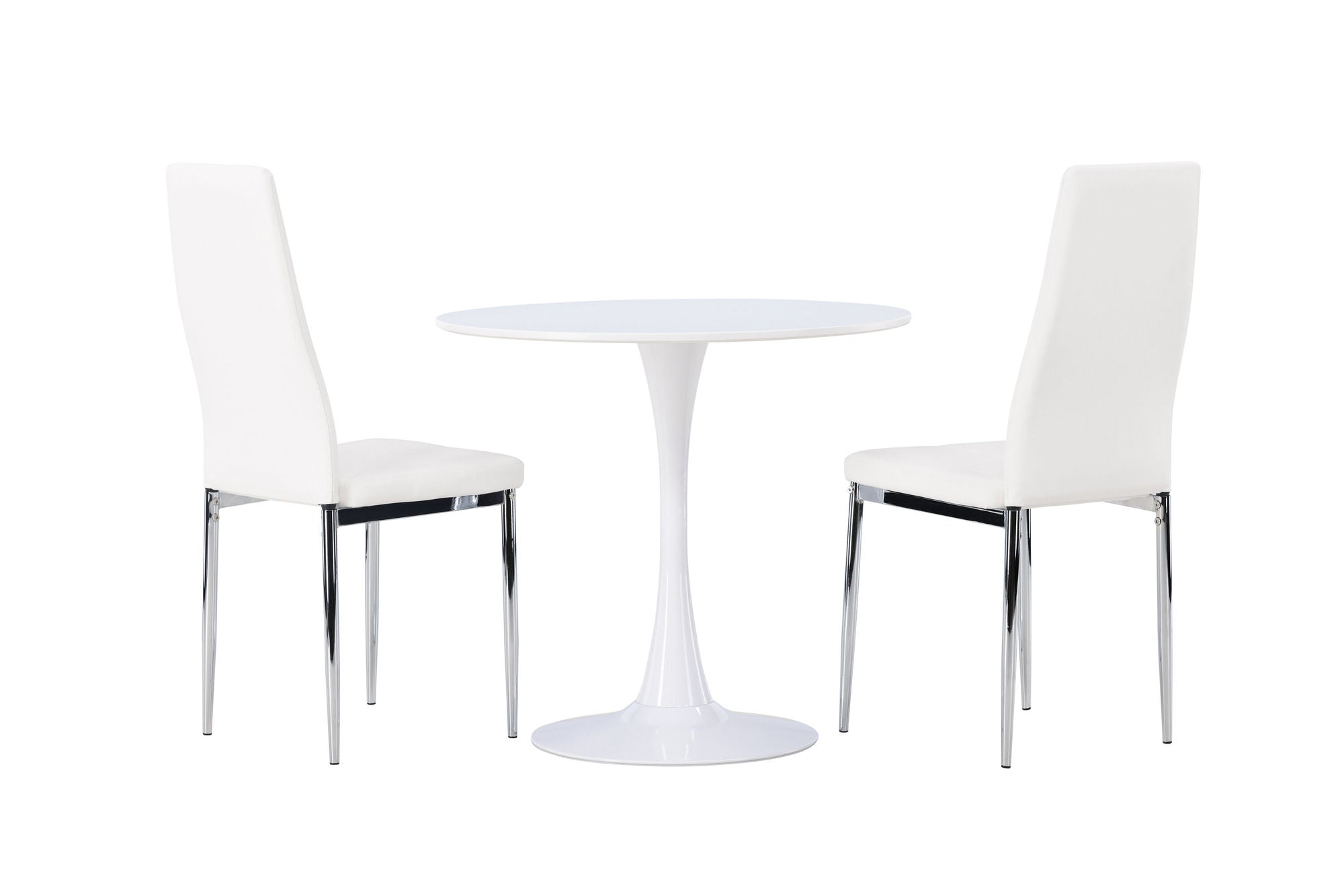 Venture Home Hamden spisebord - White MDF +Pastill Spisebordsstol - Silver / White PU _2