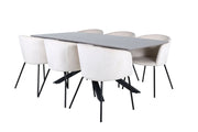 Venture Home Piazza spisebord - Black / Grey Veneer+Berit stol - Black / Beige Velvet_6
