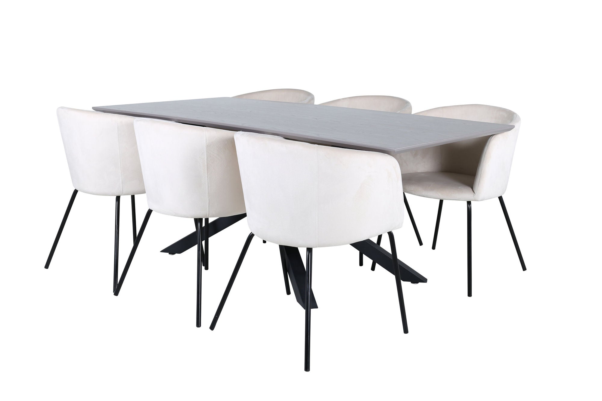 Venture Home Piazza spisebord - Black / Grey Veneer+Berit stol - Black / Beige Velvet_6