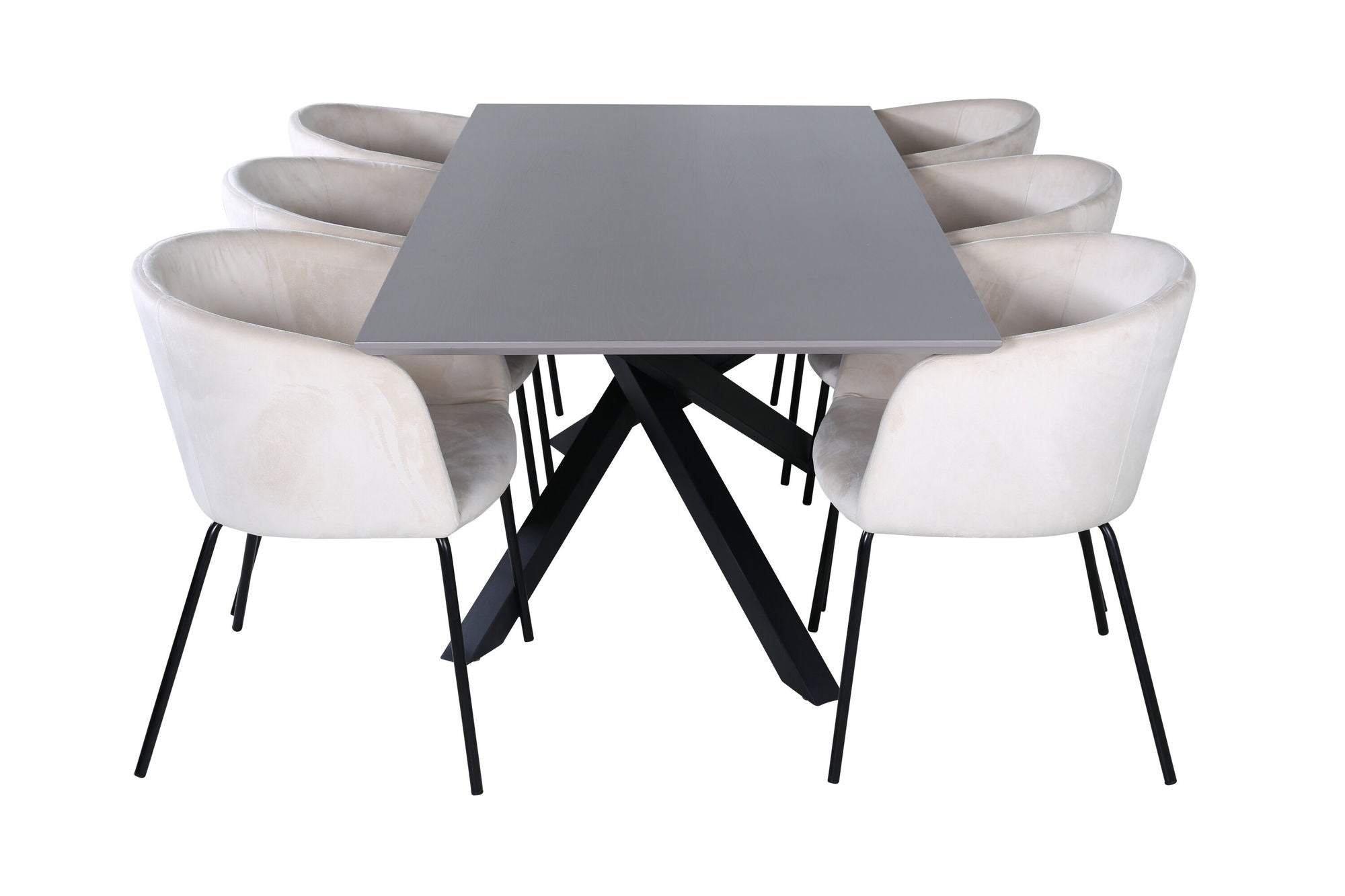 Venture Home Piazza spisebord - Black / Grey Veneer+Berit stol - Black / Beige Velvet_6