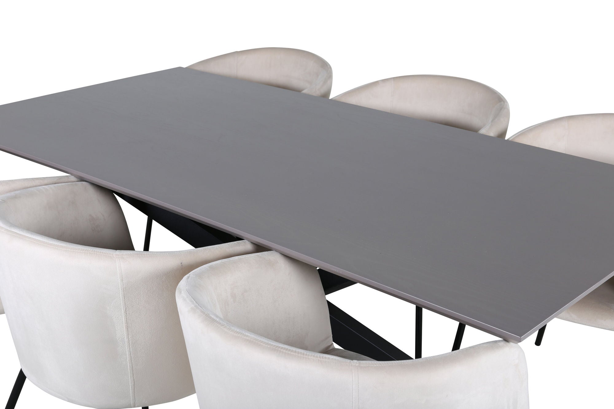 Venture Home Piazza spisebord - Black / Grey Veneer+Berit stol - Black / Beige Velvet_6