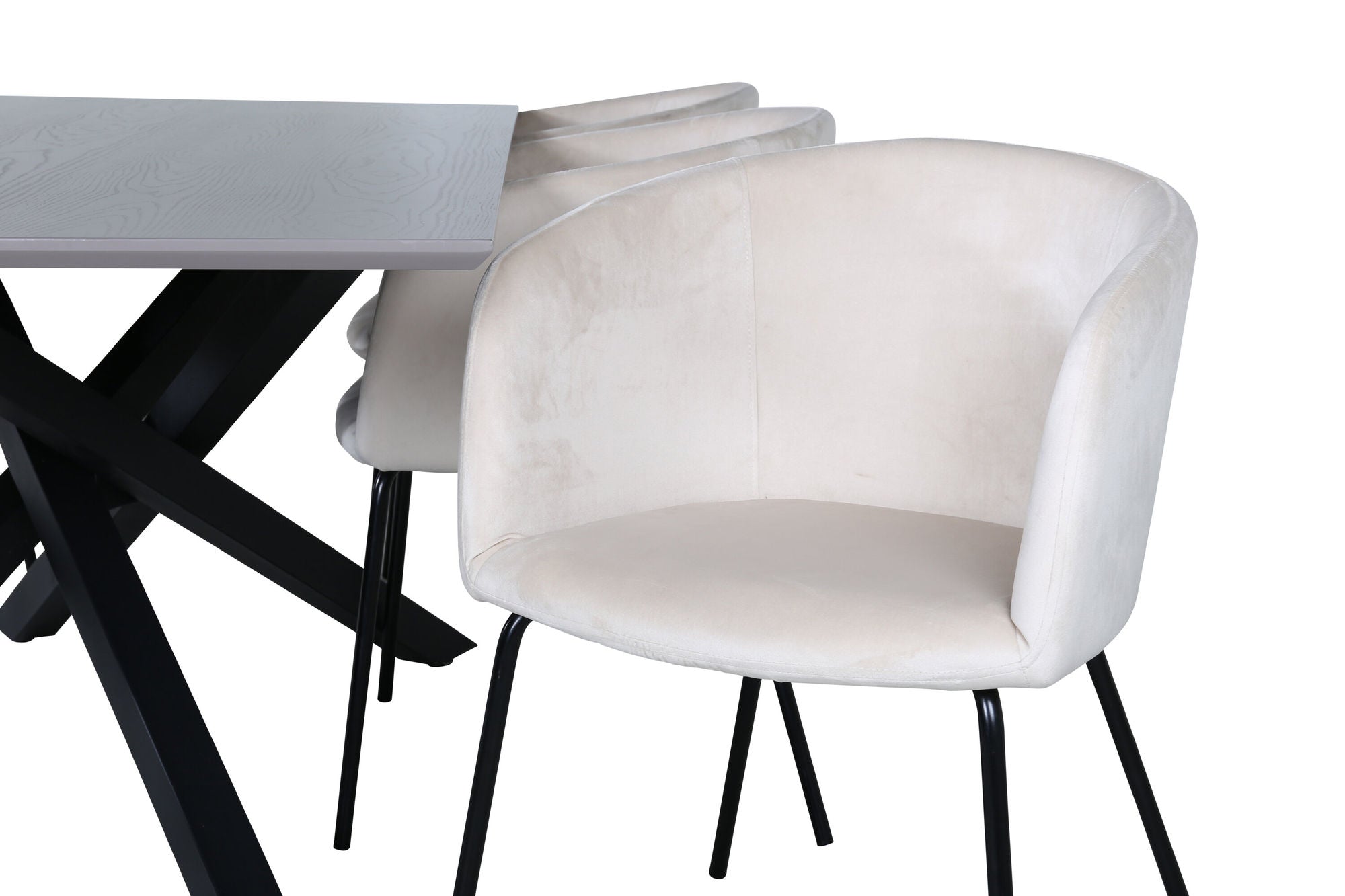 Venture Home Piazza spisebord - Black / Grey Veneer+Berit stol - Black / Beige Velvet_6