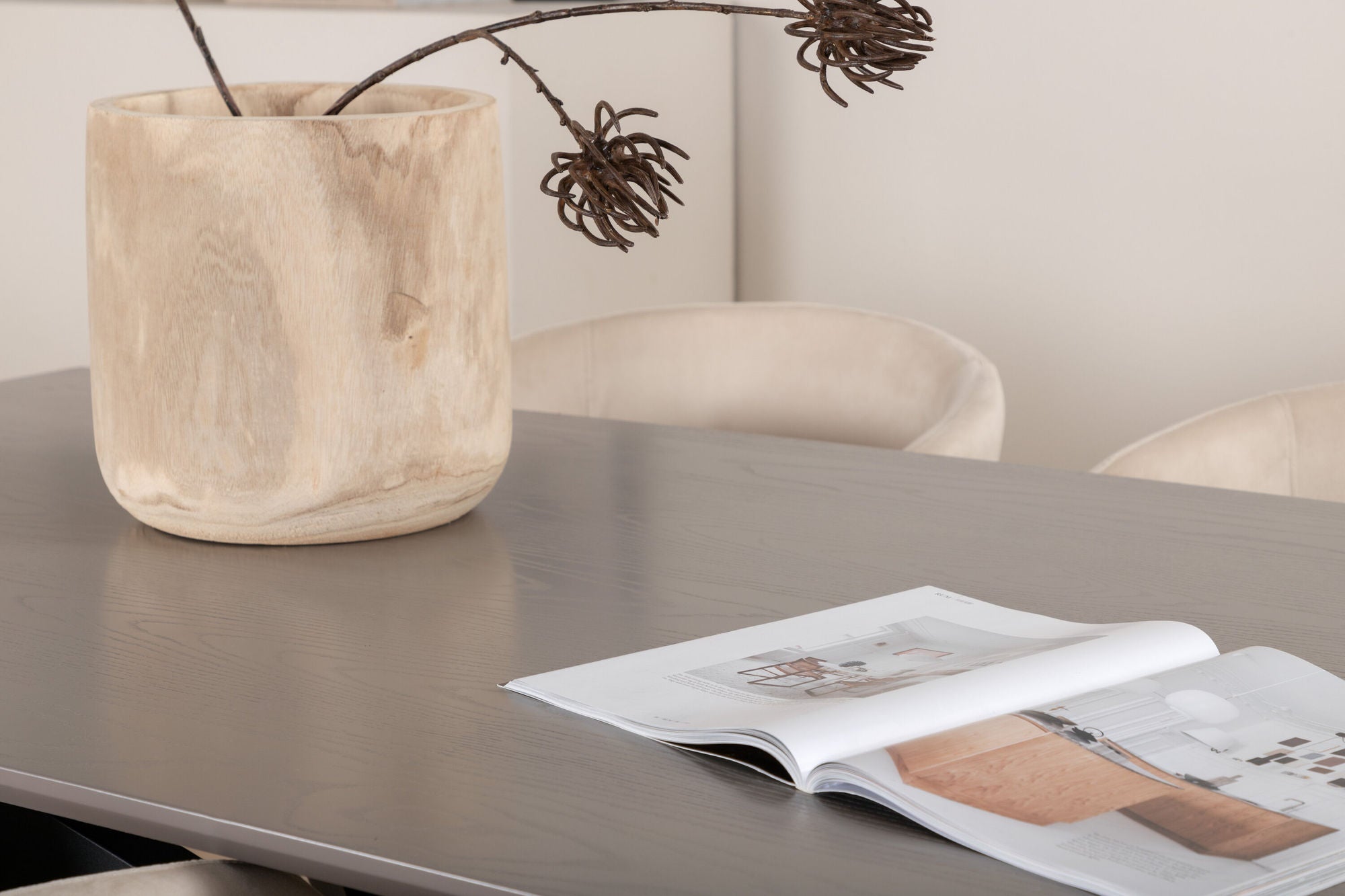 Venture Home Piazza spisebord - Black / Grey Veneer+Berit stol - Black / Beige Velvet_6