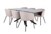 Venture Home Piazza spisebord - Black / Grey Veneer+Berit stol - Black / Beige Fabric (Polyester linen )_6