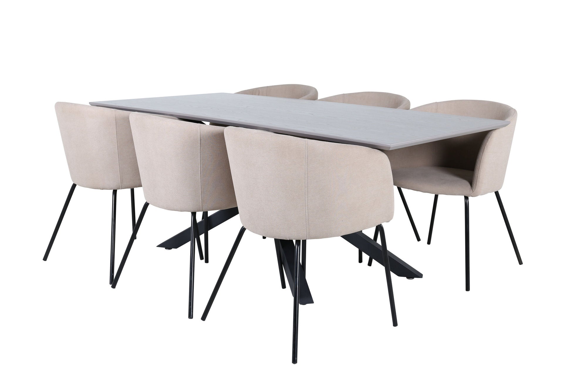 Venture Home Piazza spisebord - Black / Grey Veneer+Berit stol - Black / Beige Fabric (Polyester linen )_6
