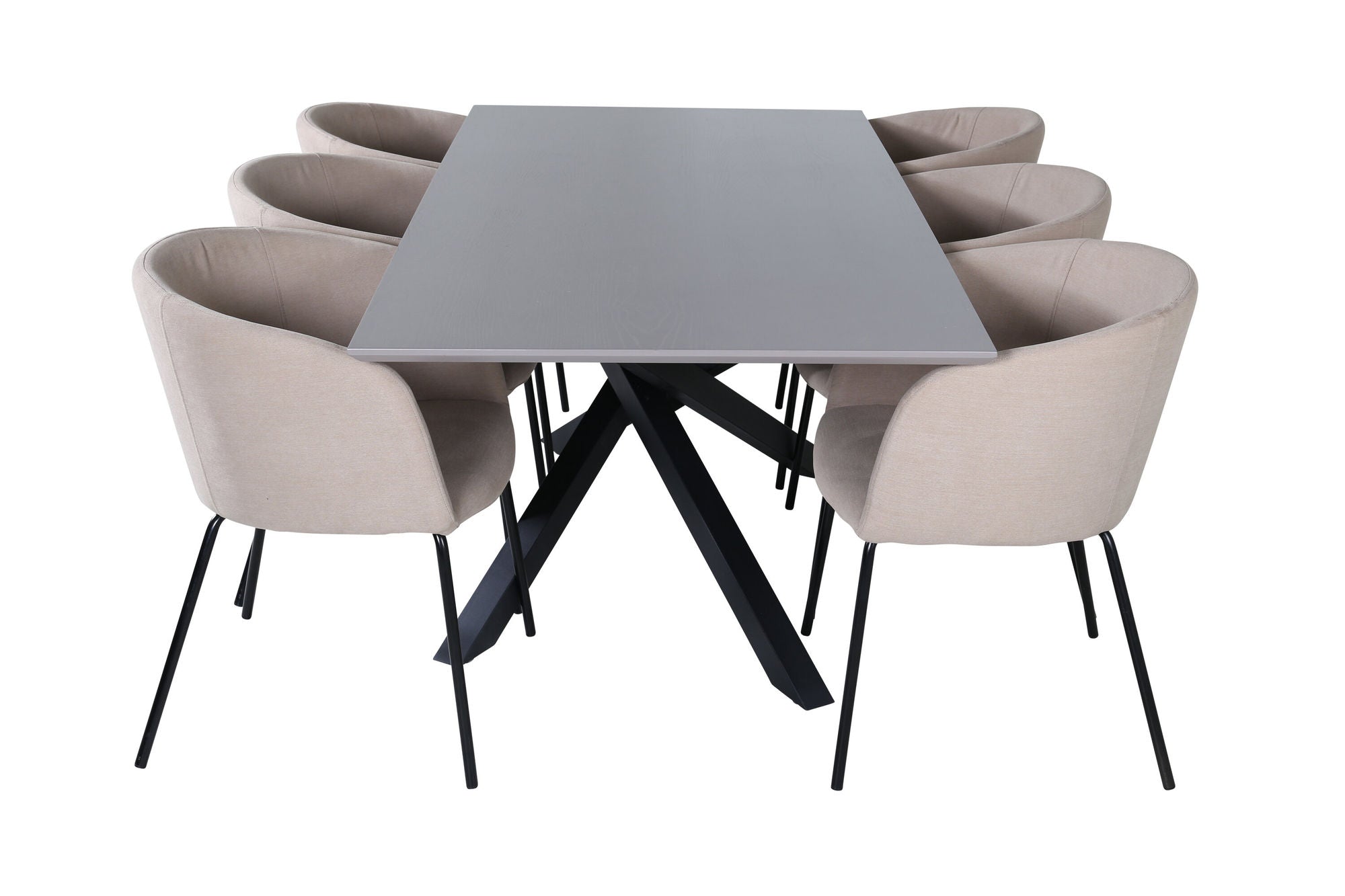 Venture Home Piazza spisebord - Black / Grey Veneer+Berit stol - Black / Beige Fabric (Polyester linen )_6