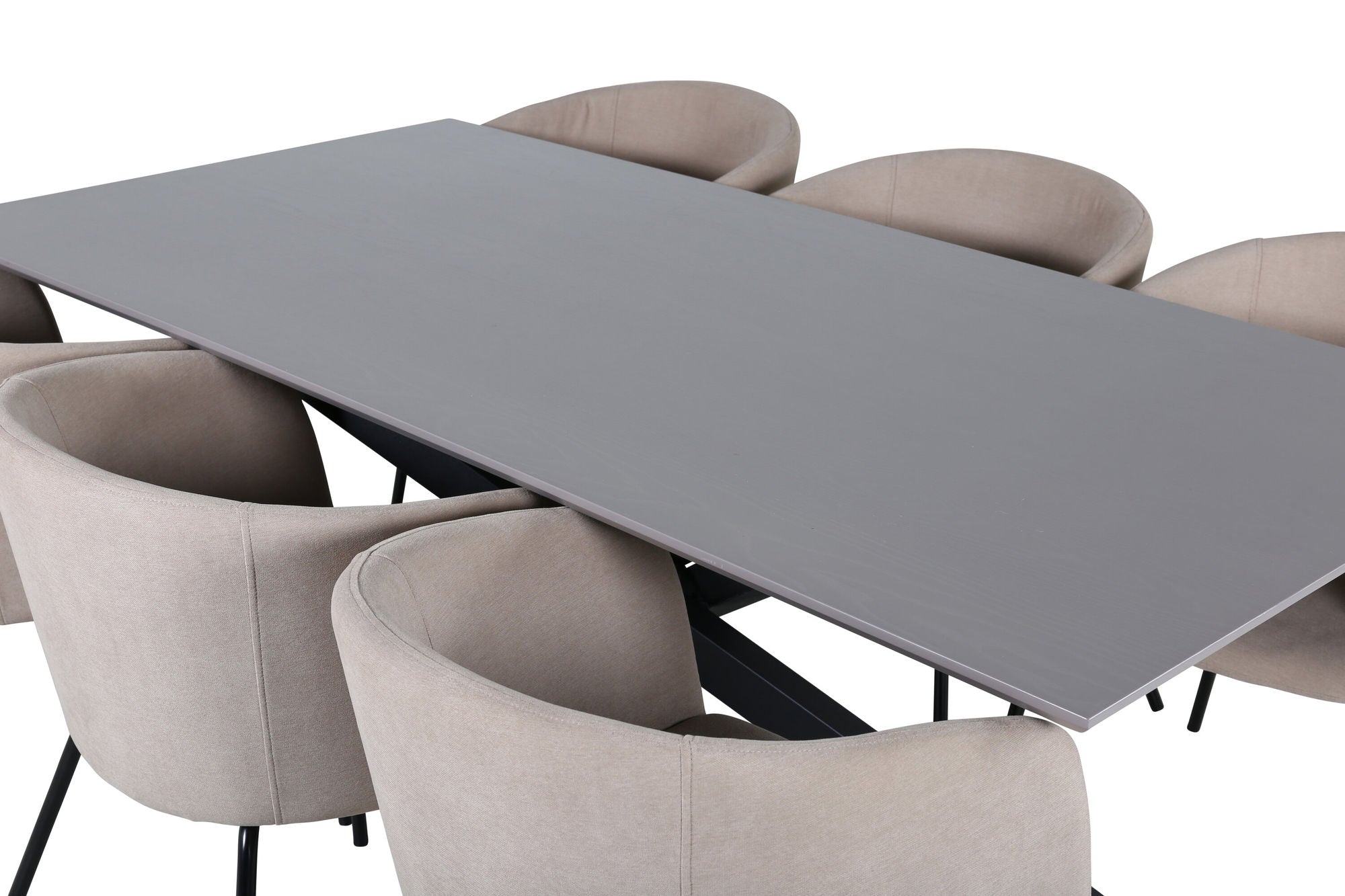 Venture Home Piazza spisebord - Black / Grey Veneer+Berit stol - Black / Beige Fabric (Polyester linen )_6